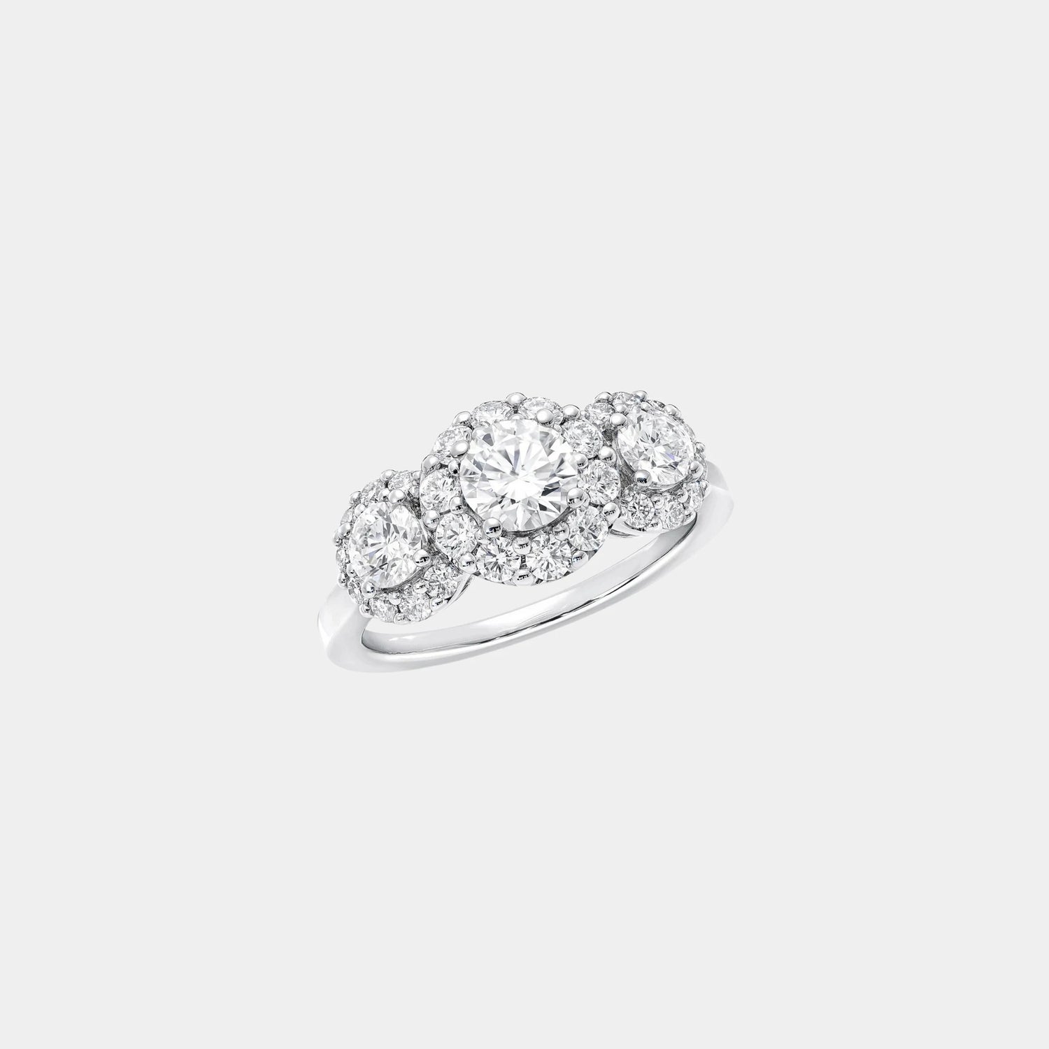 Graff Icon Three Stone Round Diamond Engagement Ring, Front