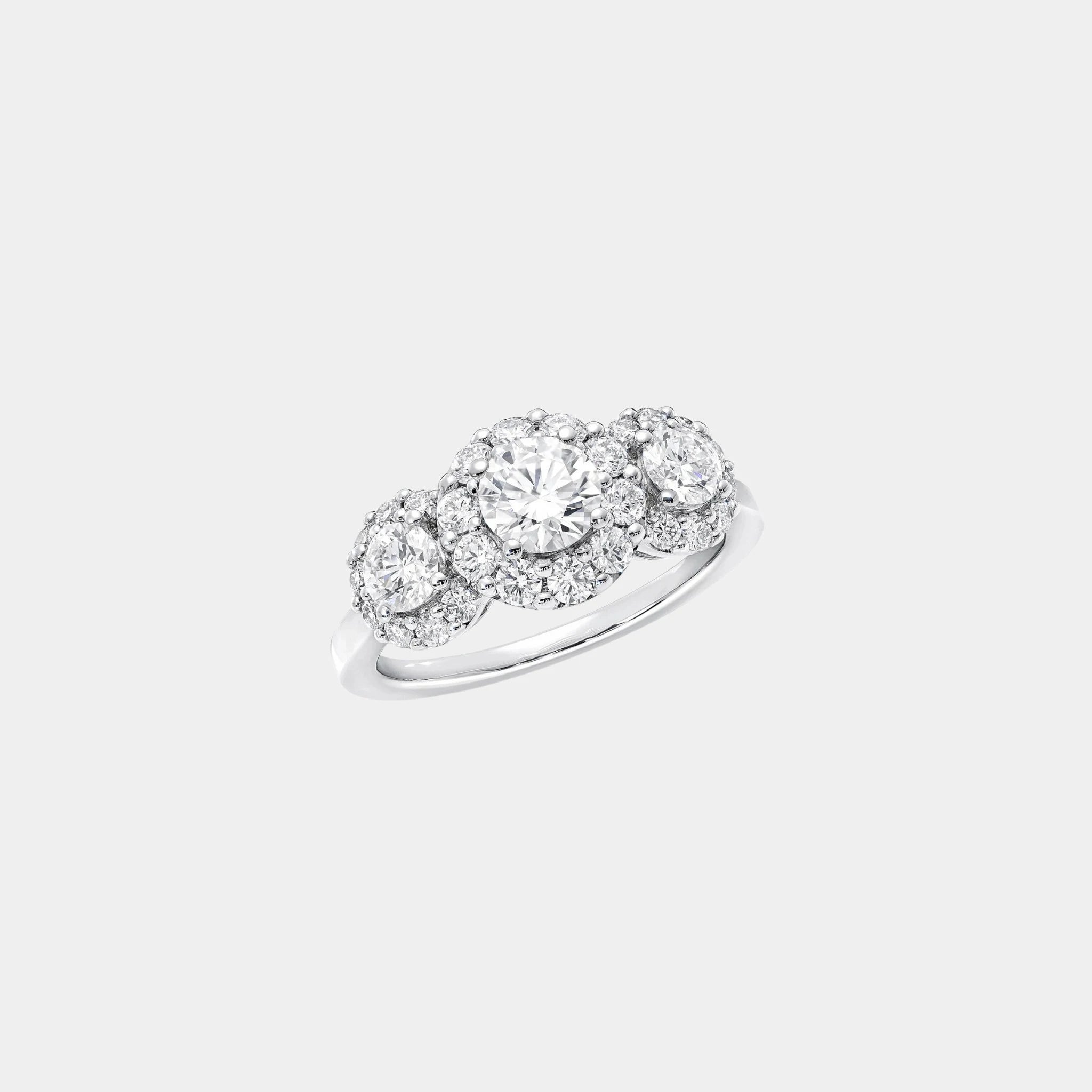 Graff Icon Three Stone Round Diamond Engagement Ring, Front