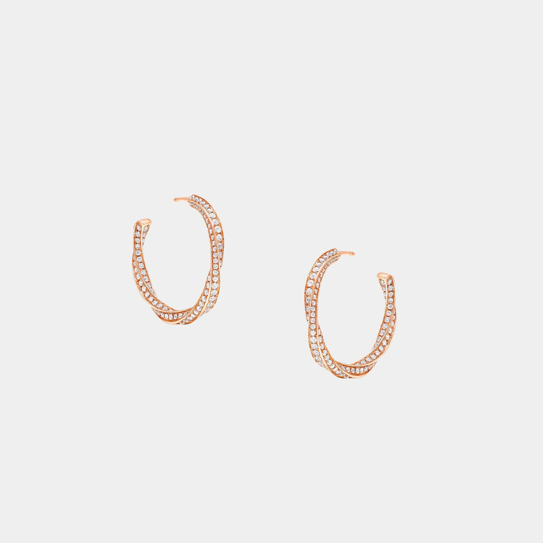 Graff Spiral Diamond Hoop Earrings Rose Gold, Front