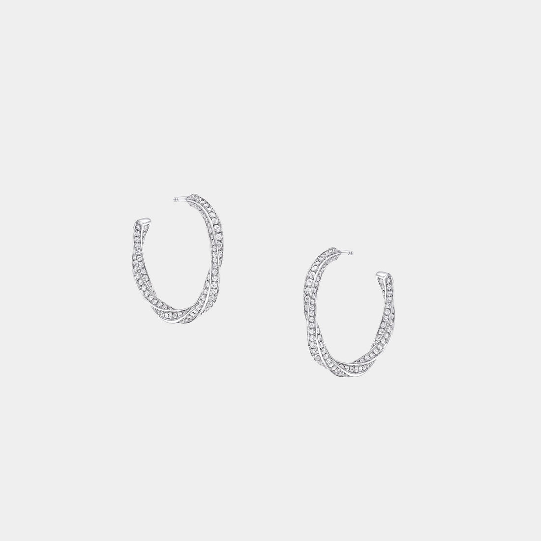 Graff Spiral Diamond Hoop Earrings White Gold, Front