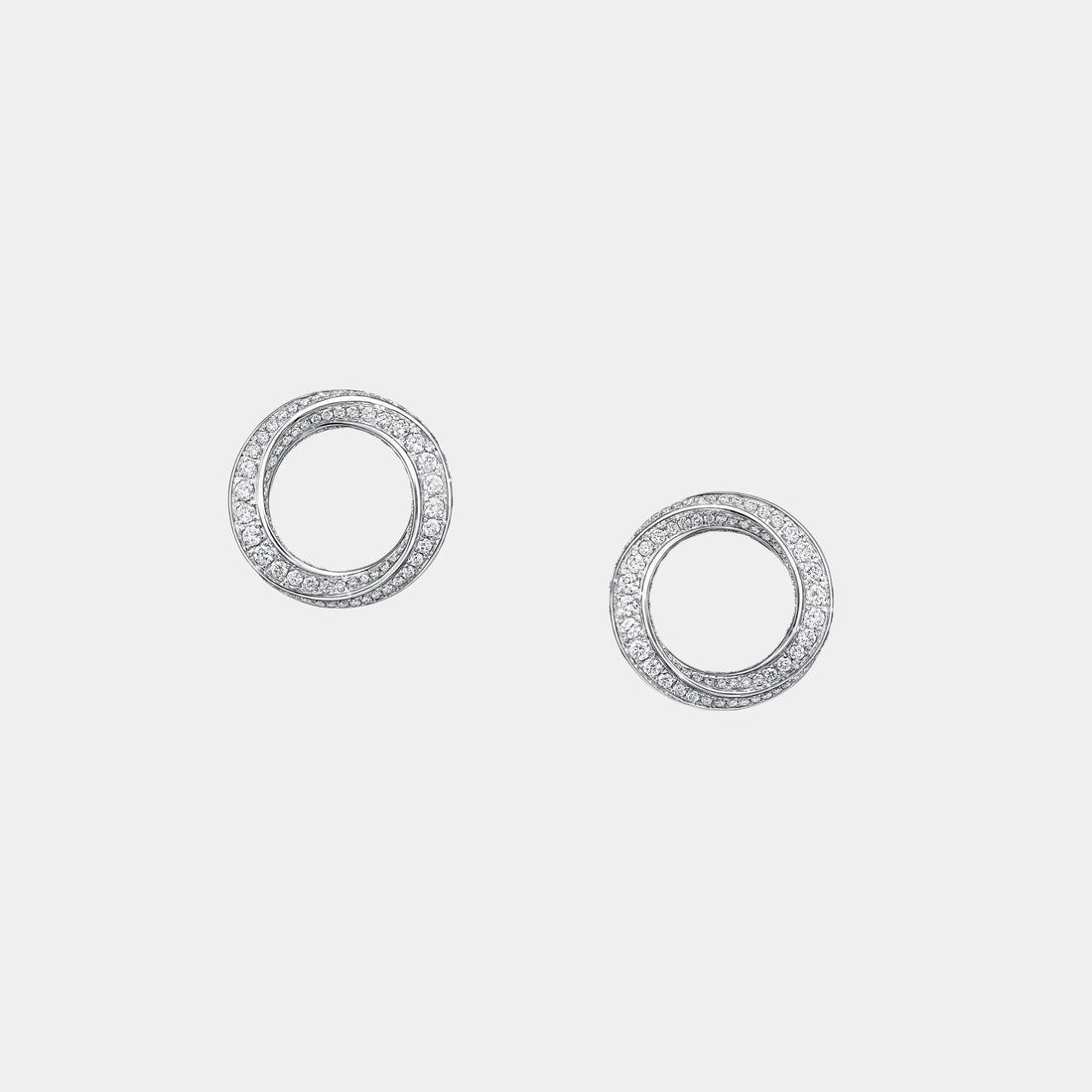 Graff Spiral Diamond Stud Earrings, White Gold, Front