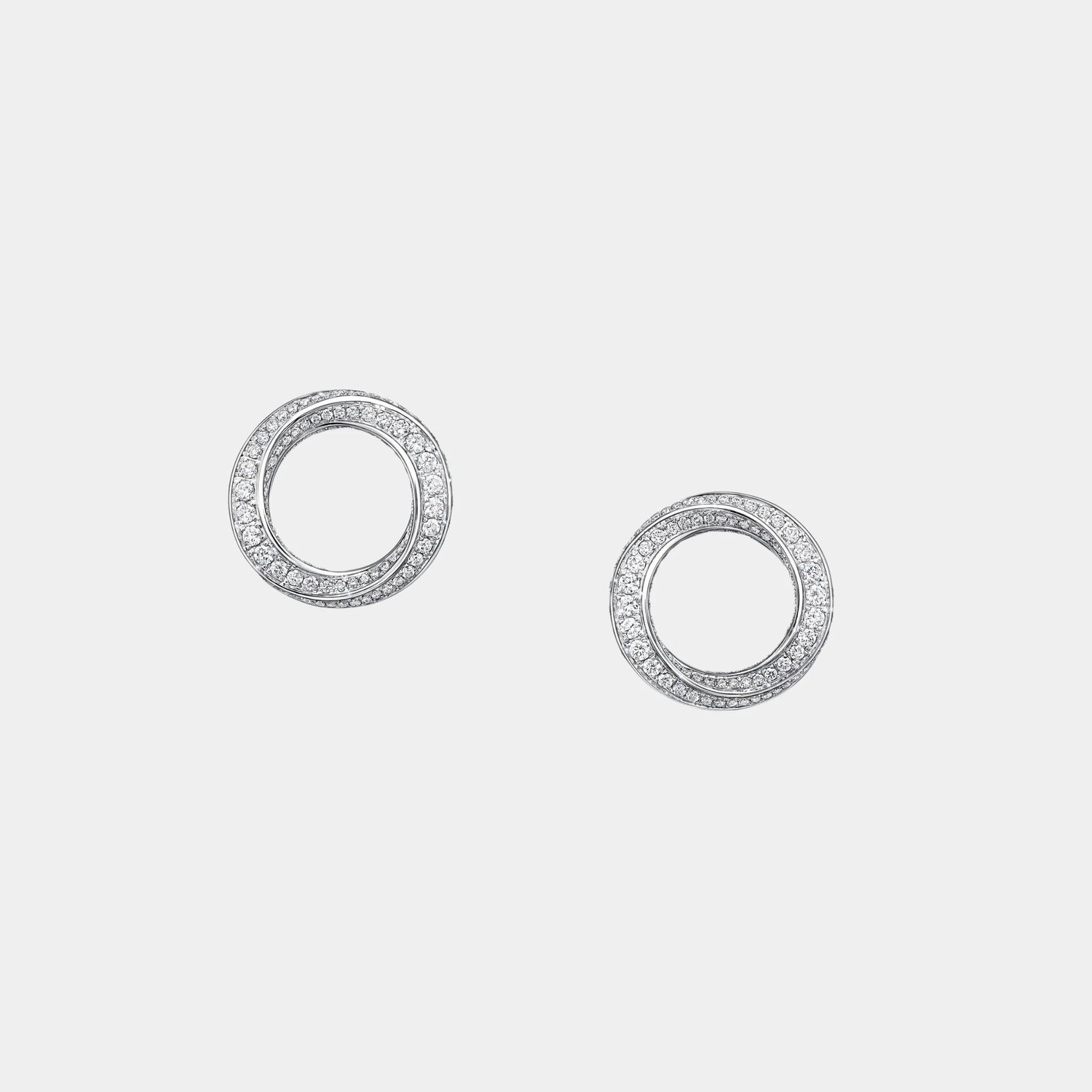 Graff Spiral Diamond Stud Earrings, White Gold, Front