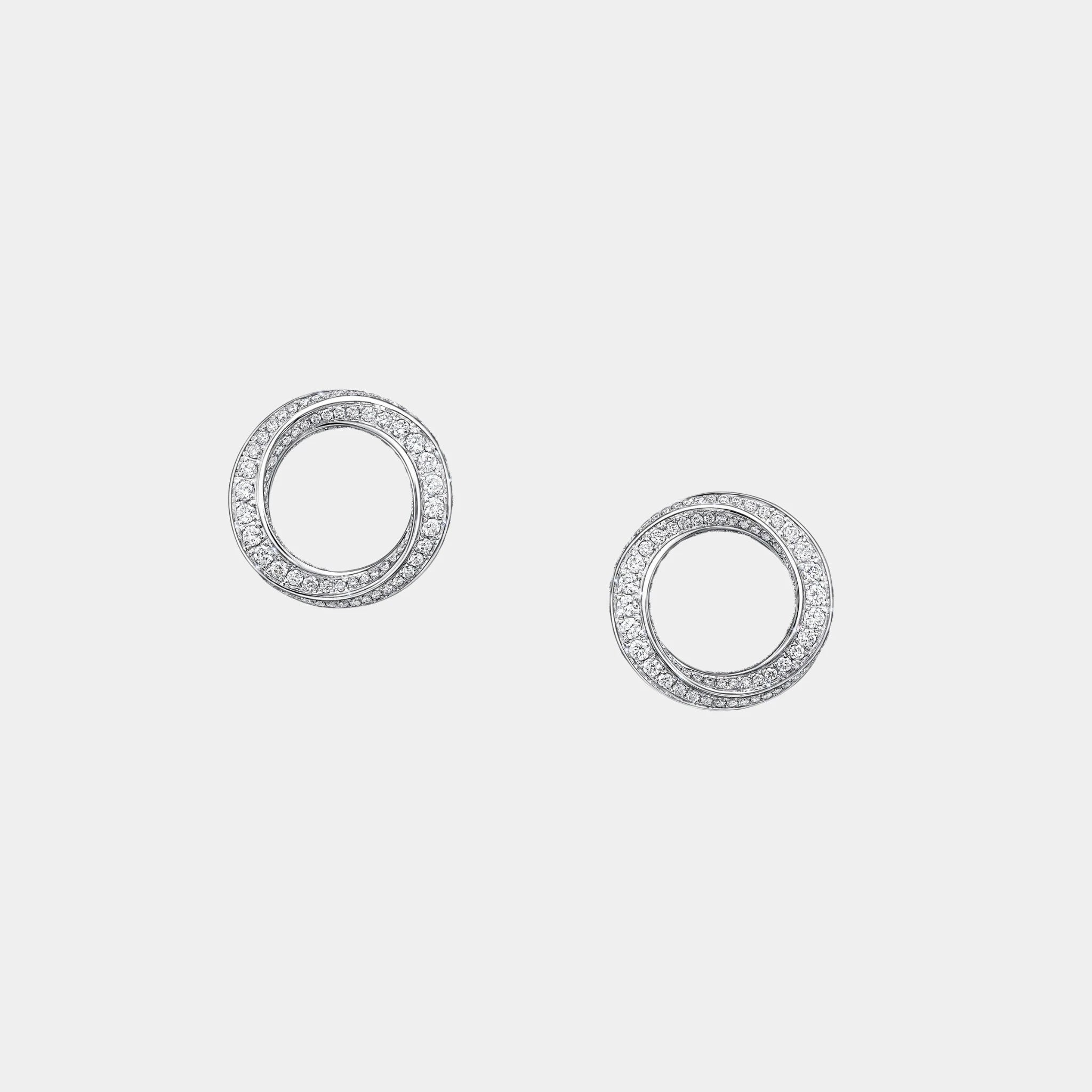 Graff Spiral Diamond Stud Earrings, White Gold, Front