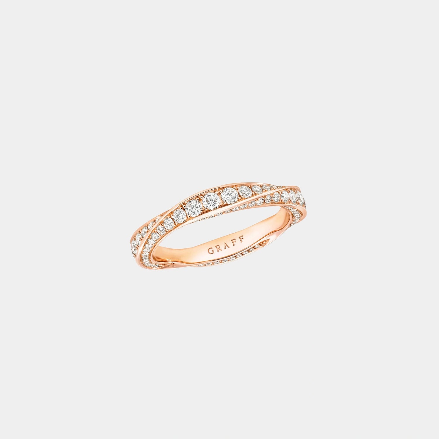 Graff Spiral Pavé Diamond Band Rose Gold 3.5MM, Top