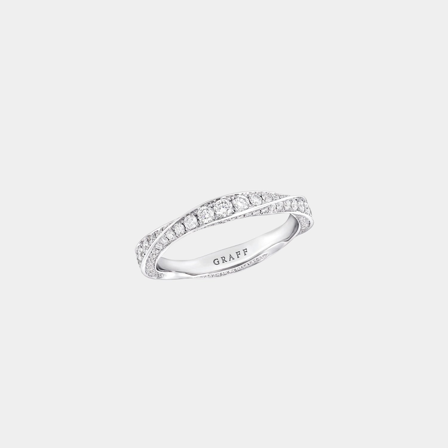 Graff Spiral Pavé Diamond Band White Gold 3.5MM, Top