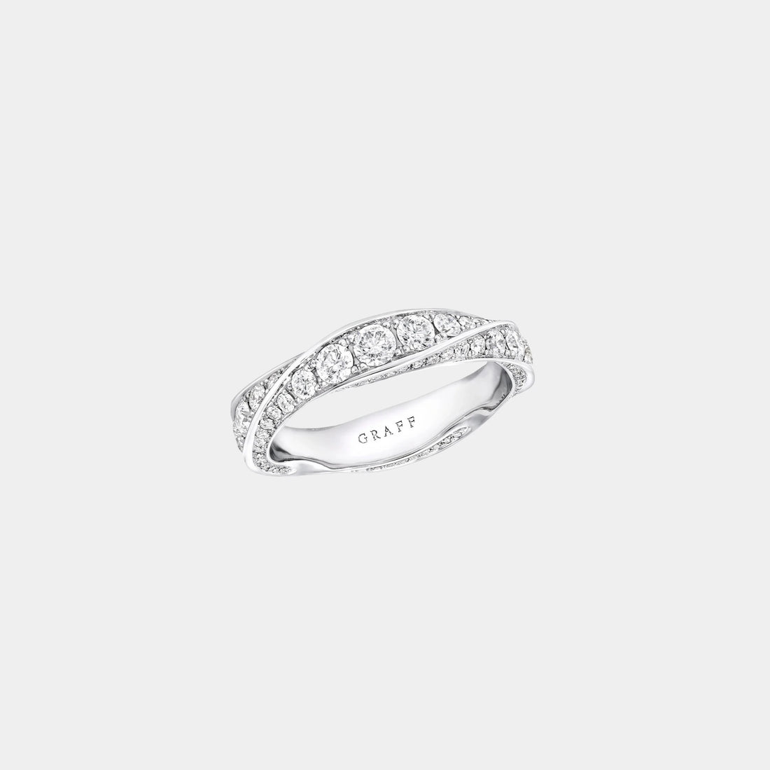 Graff Spiral Pavé Diamond Band White Gold 5MM, Top