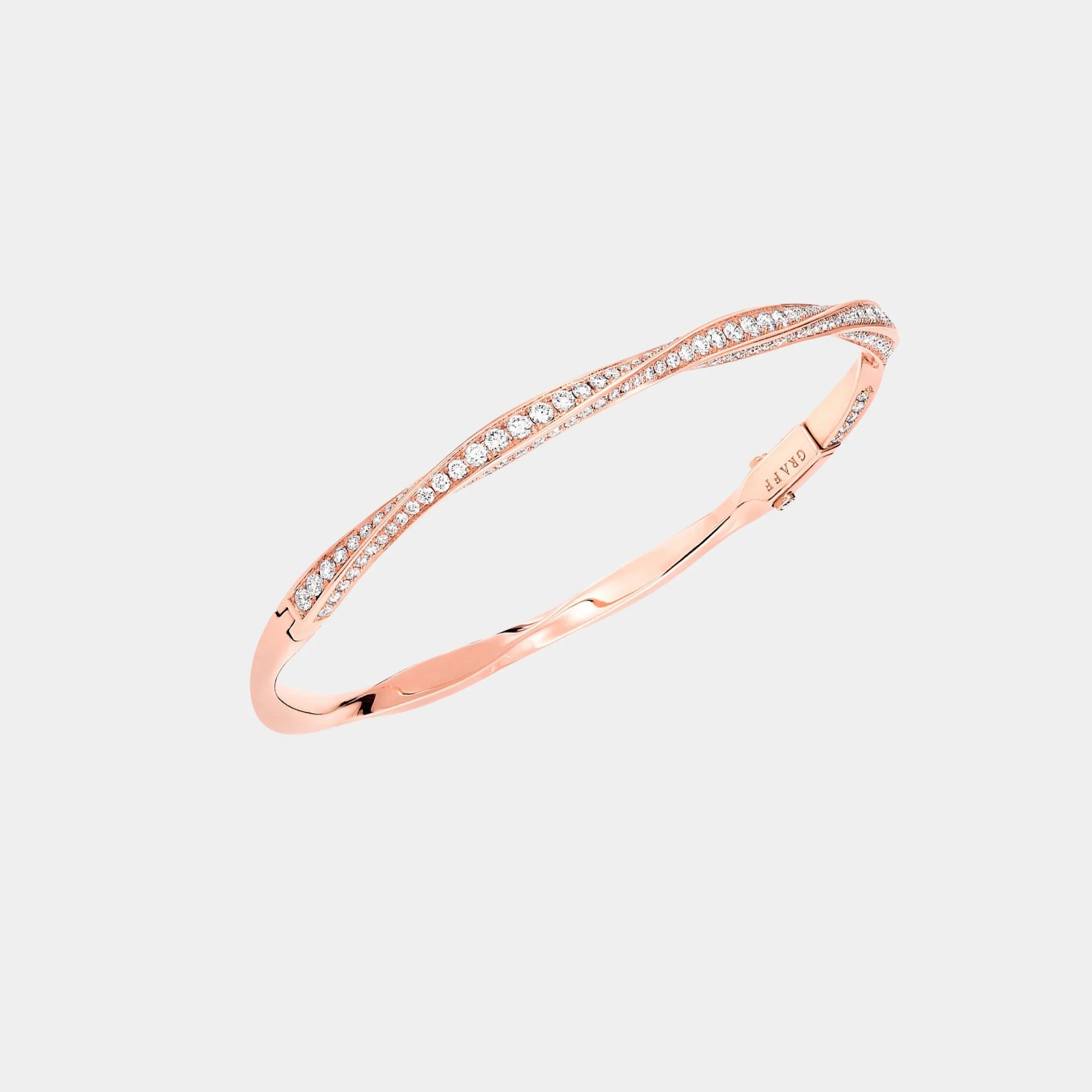 Graff Spiral Pavé Diamond Bangle Rose Gold, Front