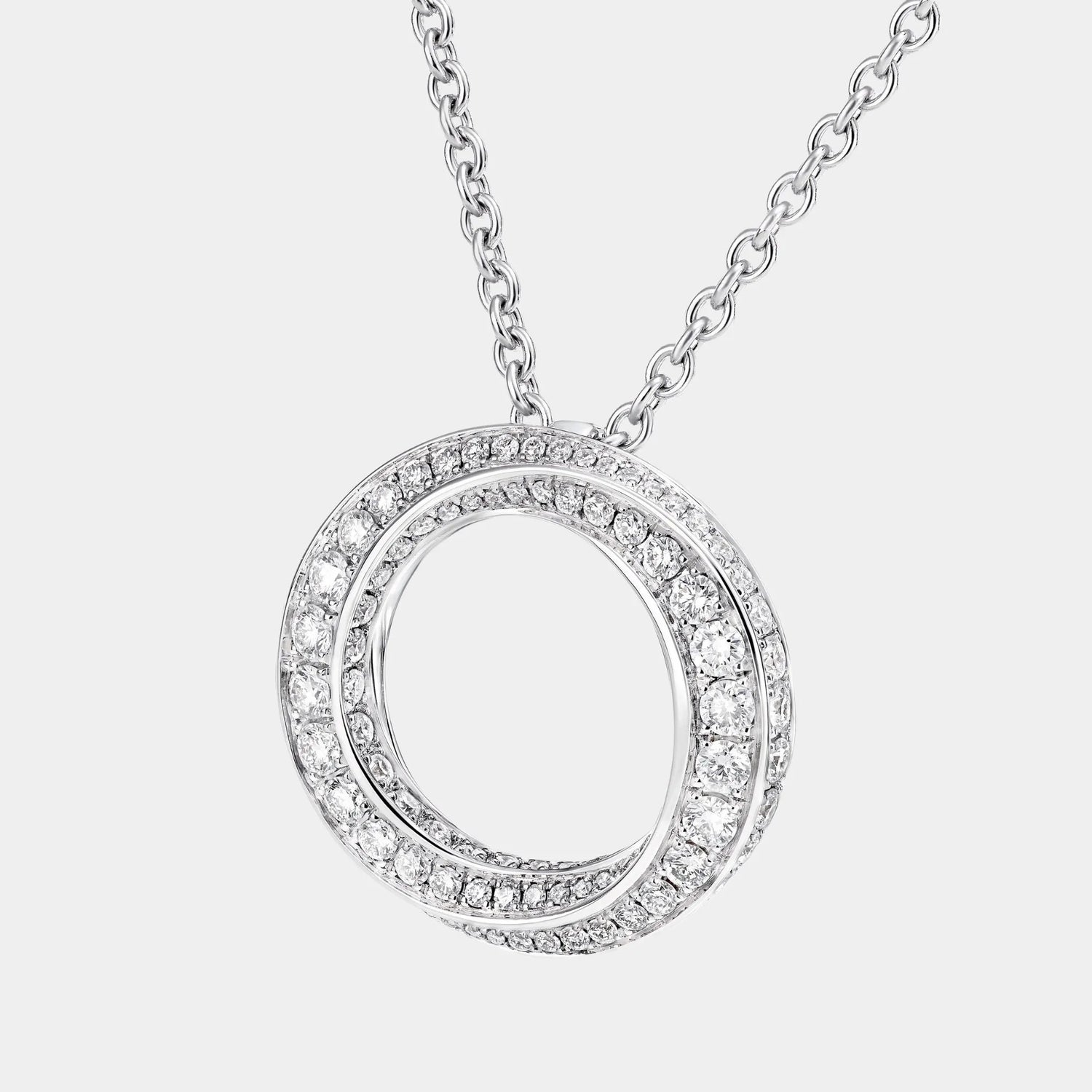 Graff Spiral Pavé Diamond Pendant White Gold, Close