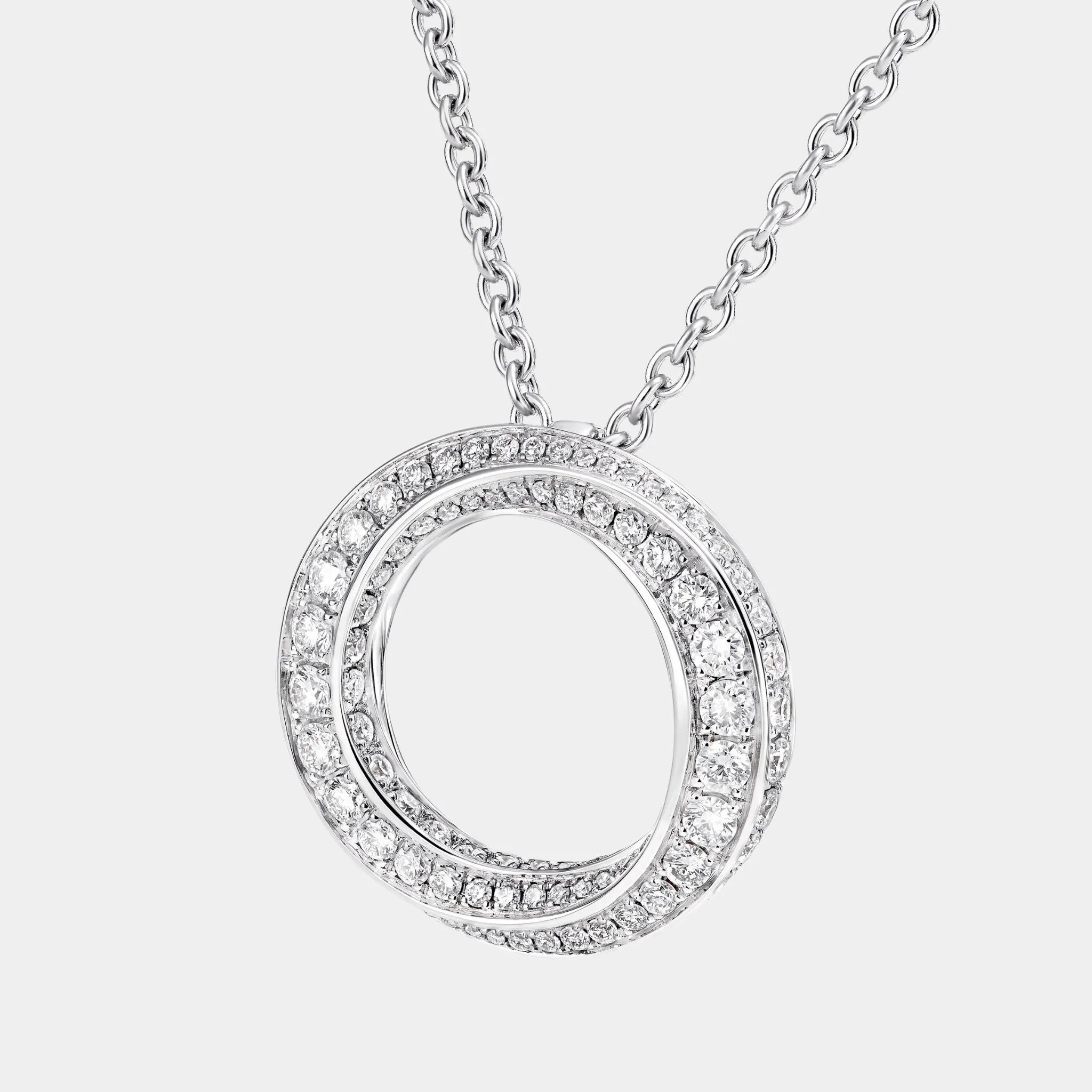 Graff Spiral Pavé Diamond Pendant White Gold, Close