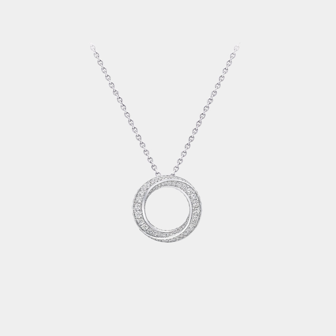 Graff Spiral Pavé Diamond Pendant White Gold, Front
