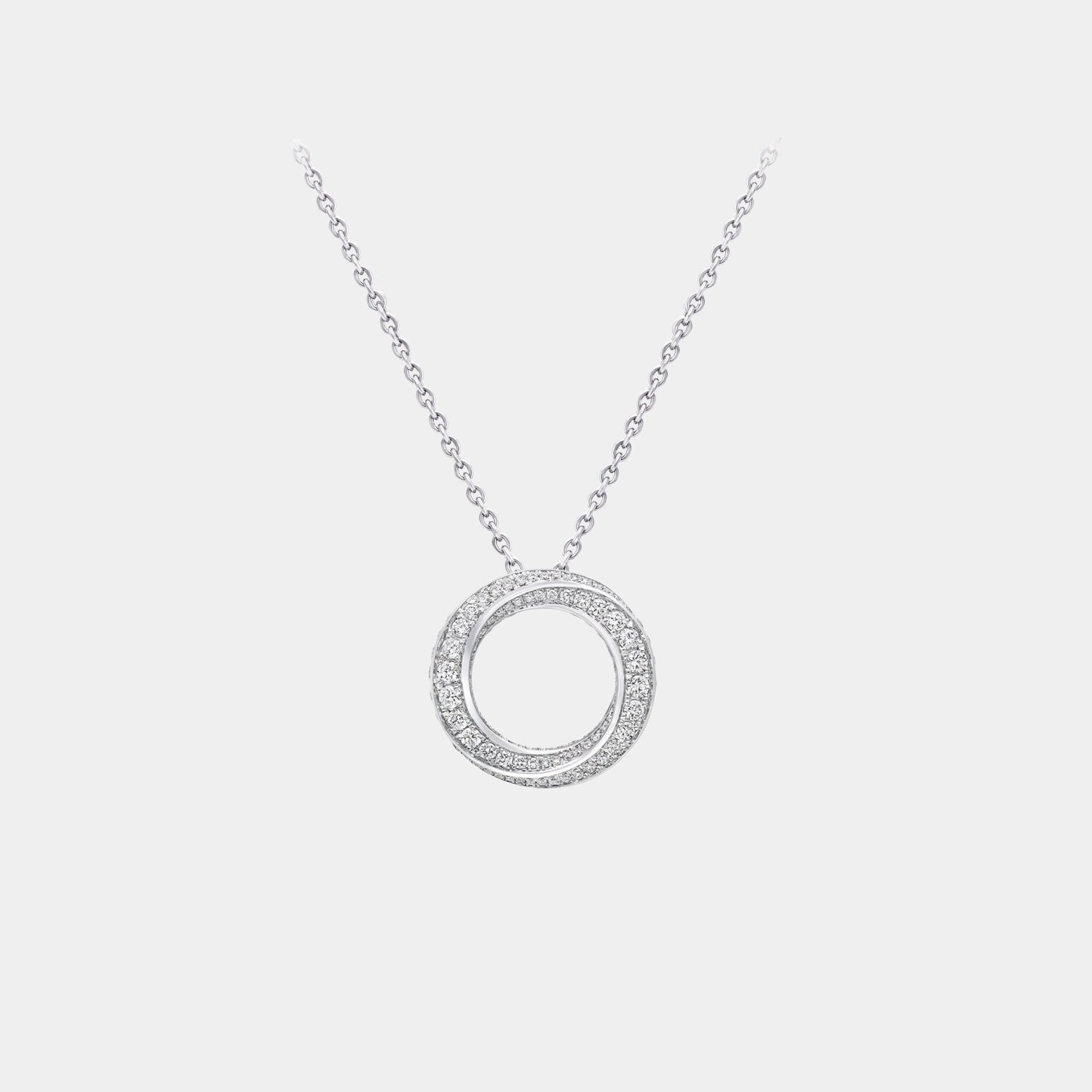 Graff Spiral Pavé Diamond Pendant White Gold, Front