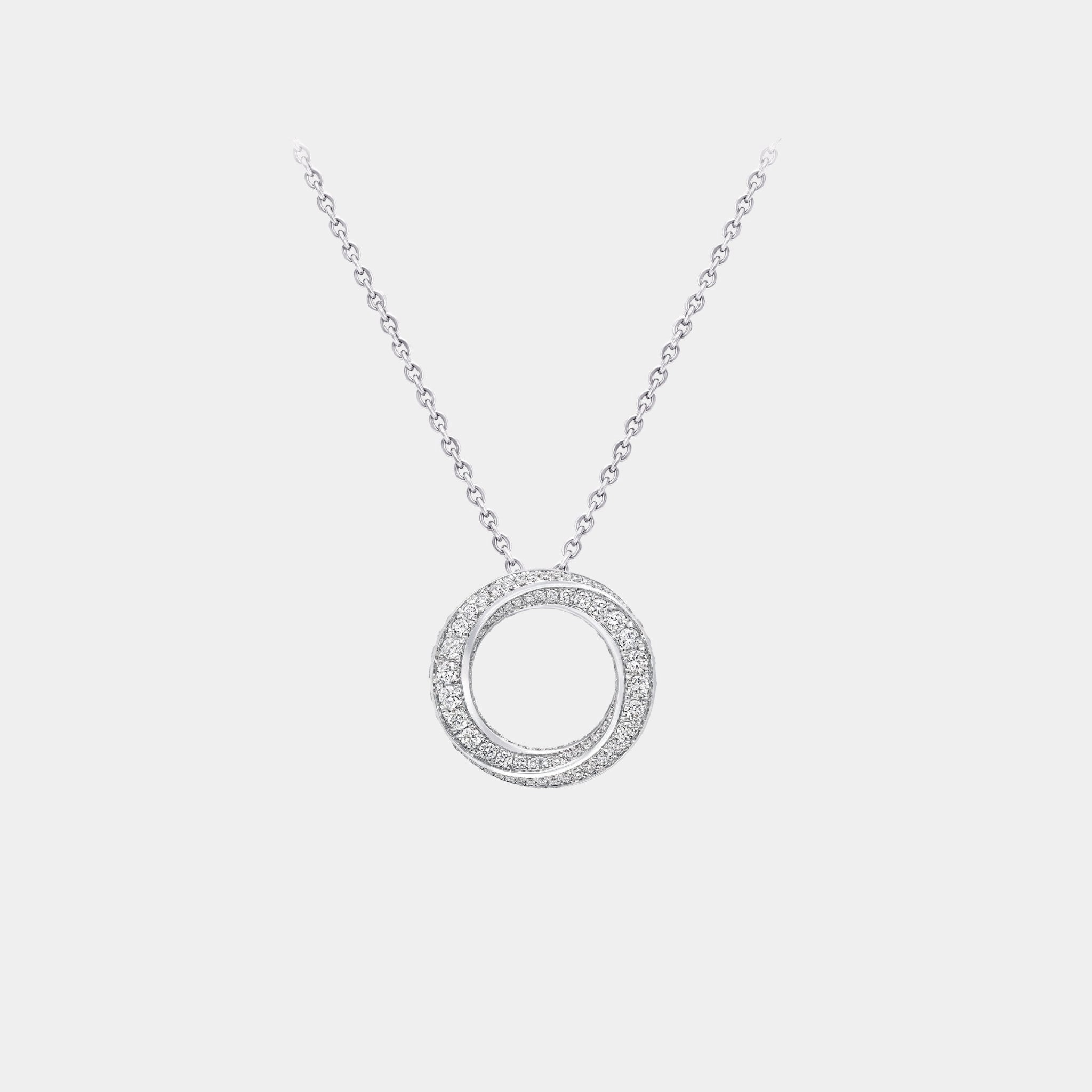 Graff Spiral Pavé Diamond Pendant White Gold, Front
