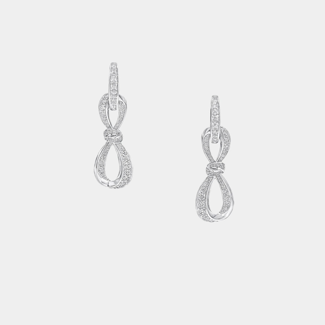 Graff Tildas Bow Diamond Link Earrings White Gold, Front