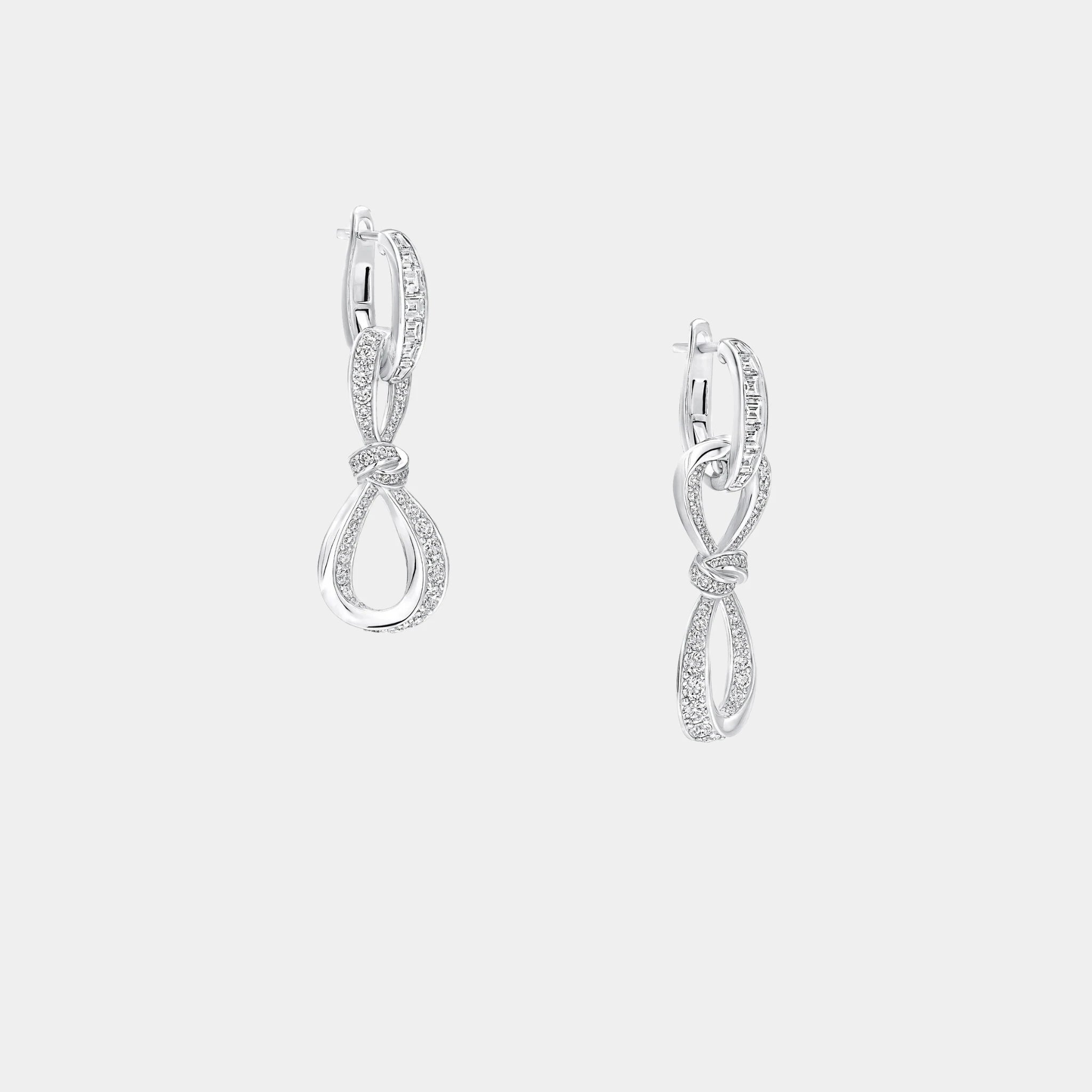 Graff Tildas Bow Diamond Link Earrings White Gold, Side