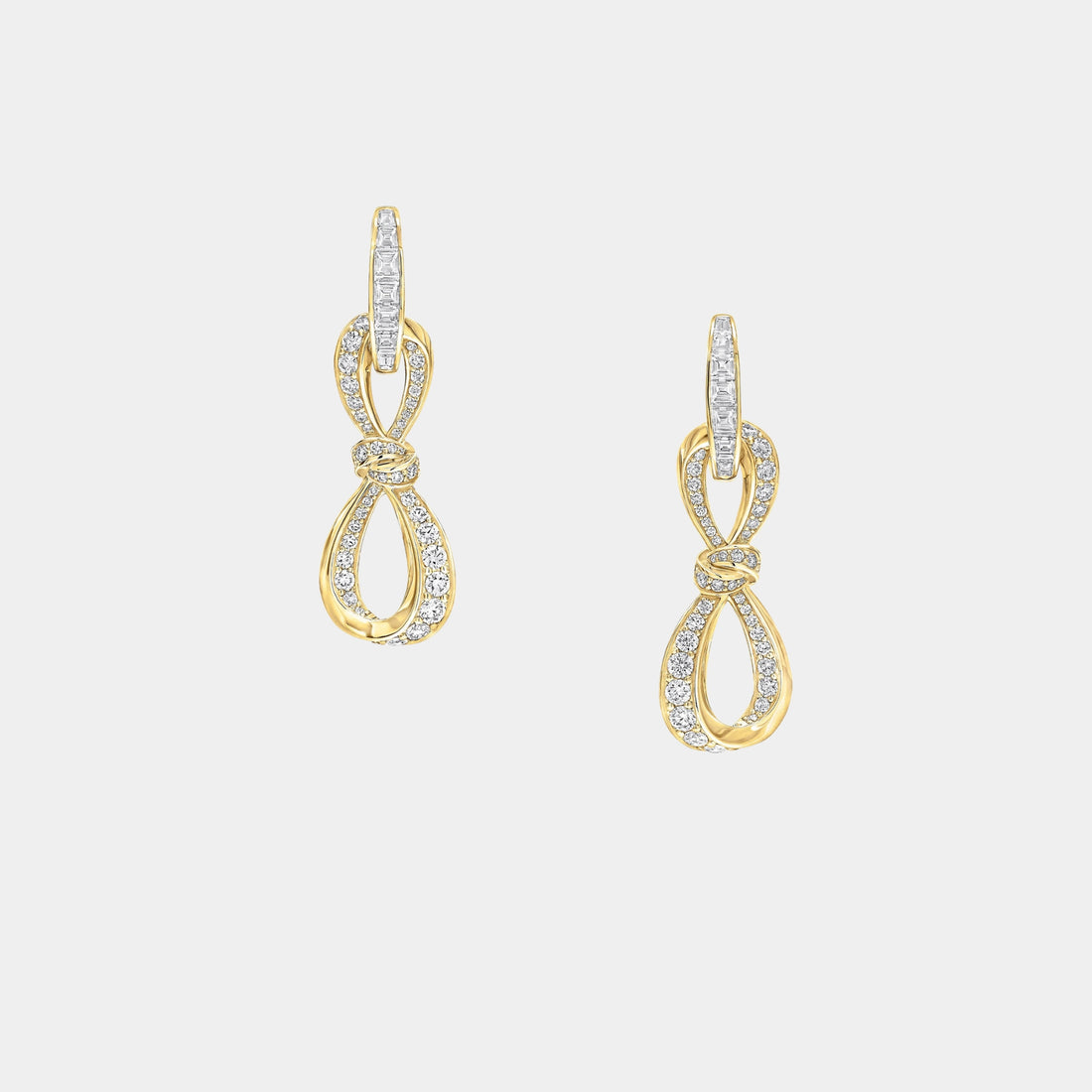 Graff Tildas Bow Diamond Link Earrings Yellow Gold, Front