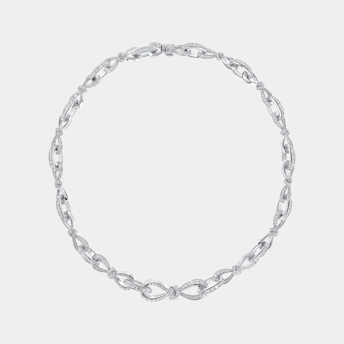 Graff Tildas Bow Diamond Link Necklace White Gold, Front