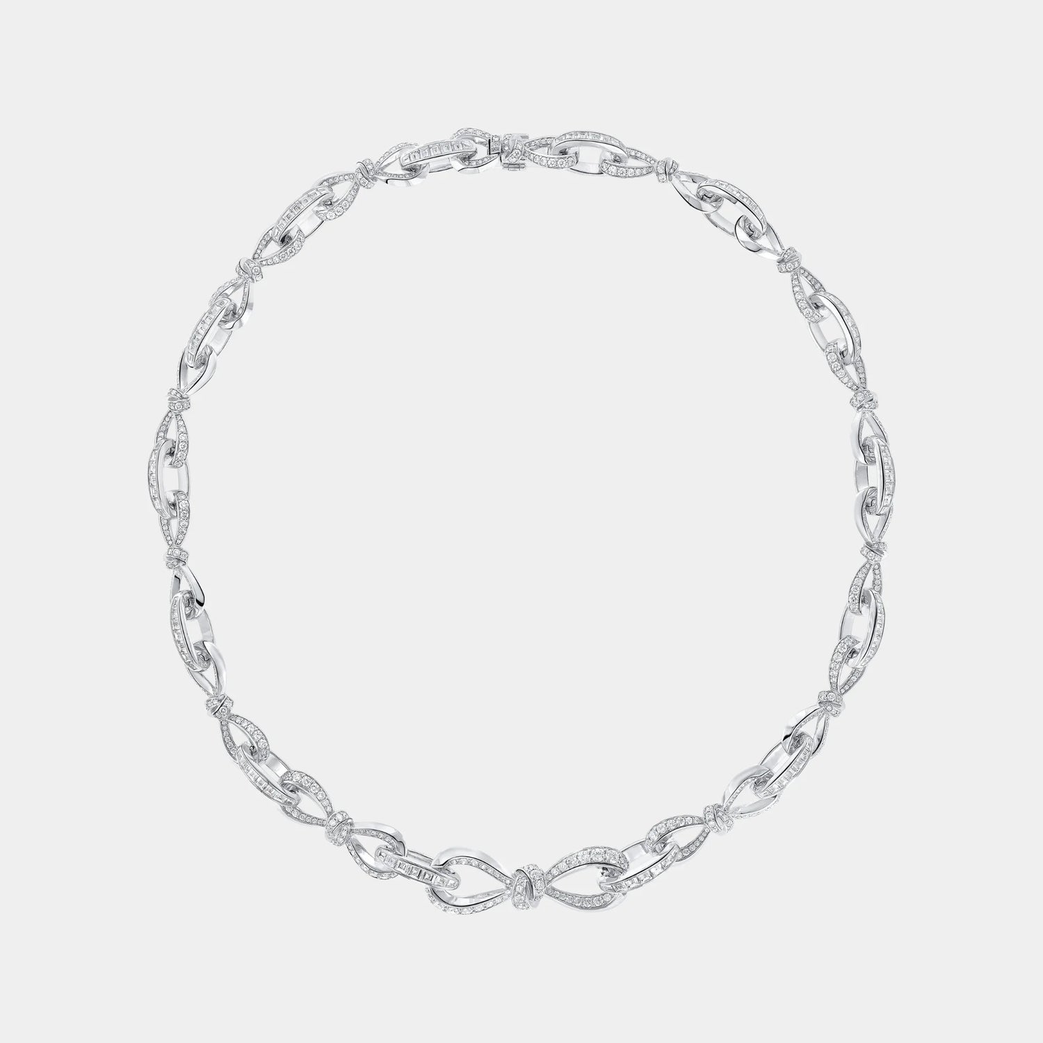 Graff Tildas Bow Diamond Link Necklace White Gold, Front