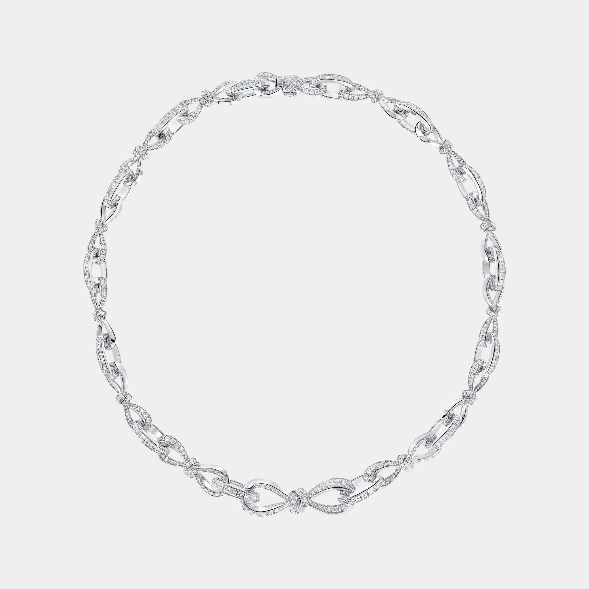 Graff Tildas Bow Diamond Link Necklace White Gold, Front