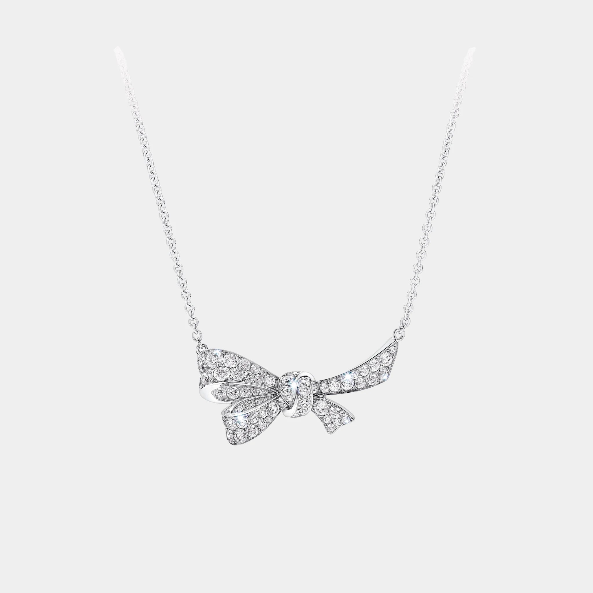 Grass Tildas Bow Diamond Pendant, Front