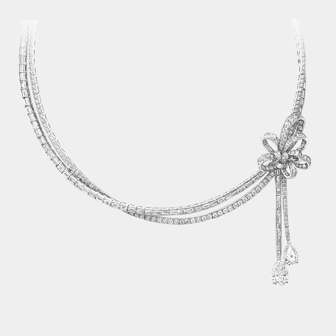 Graff Tildas Bow Double Strand Diamond High Jewellery Necklace, Front