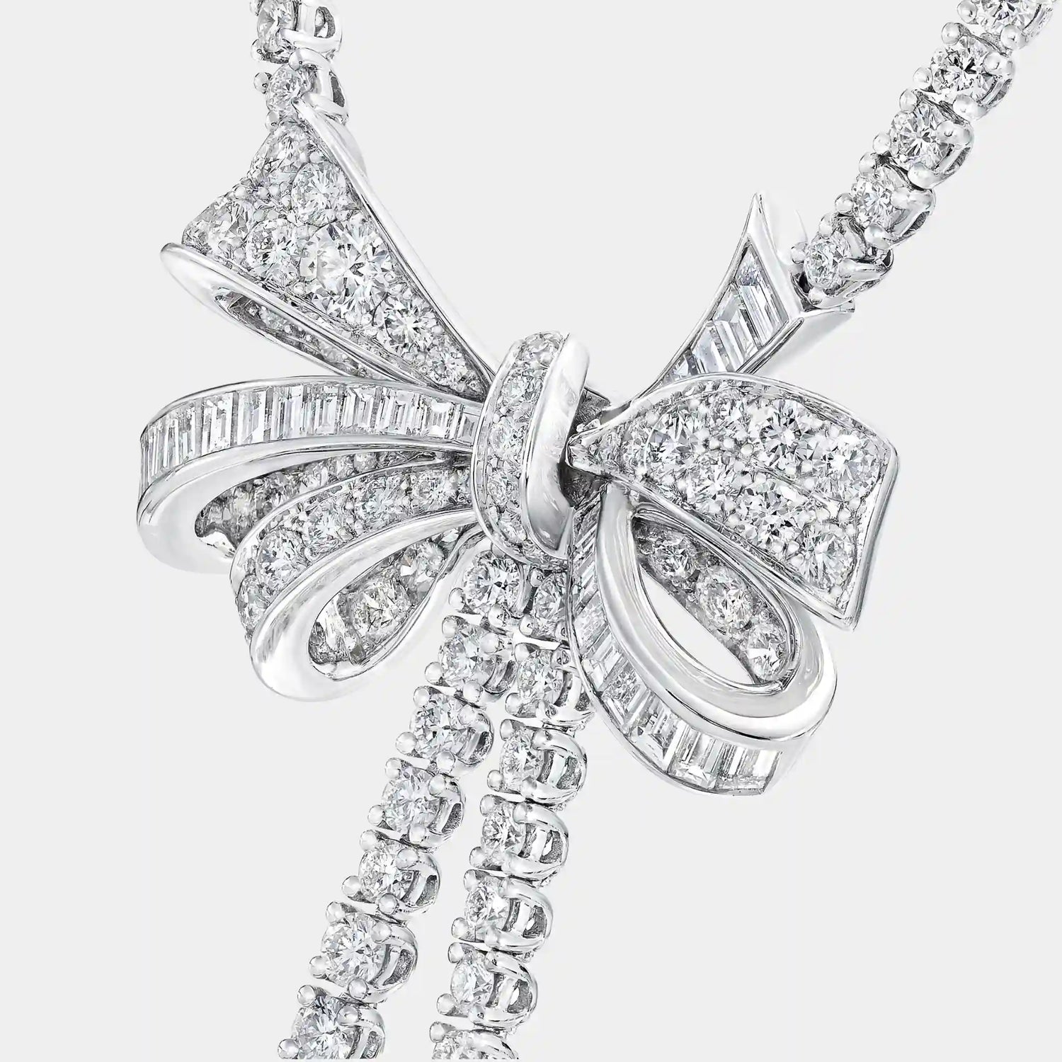 Graff Tildas Bow Double Strand Round Diamond Necklace, Close
