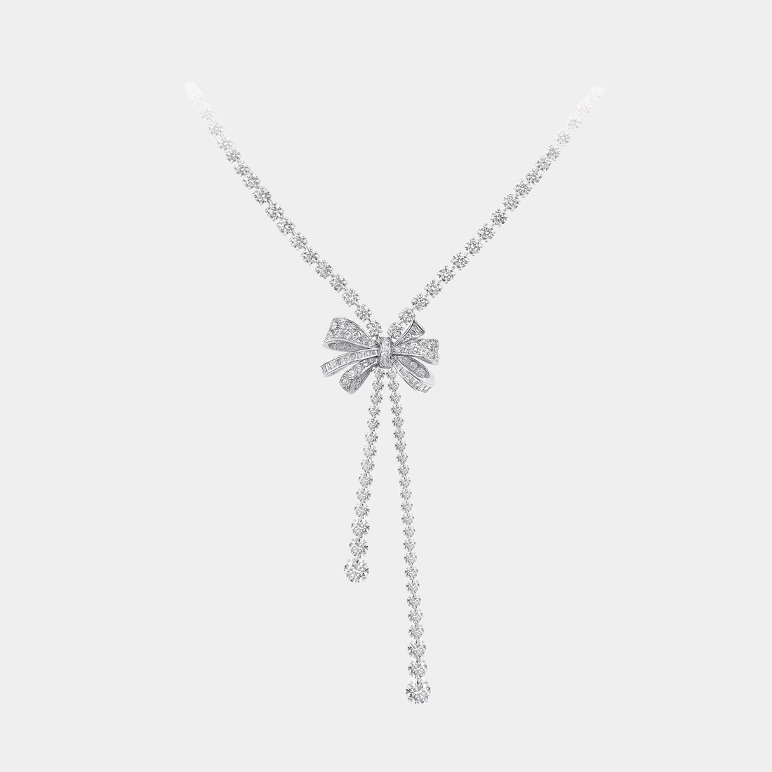 Graff Tildas Bow Double Strand Round Diamond Necklace, Front