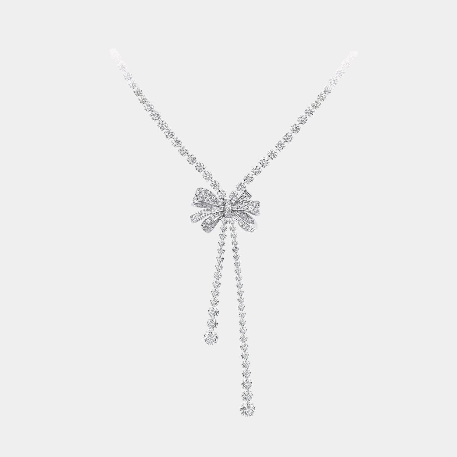 Graff Tildas Bow Double Strand Round Diamond Necklace, Front