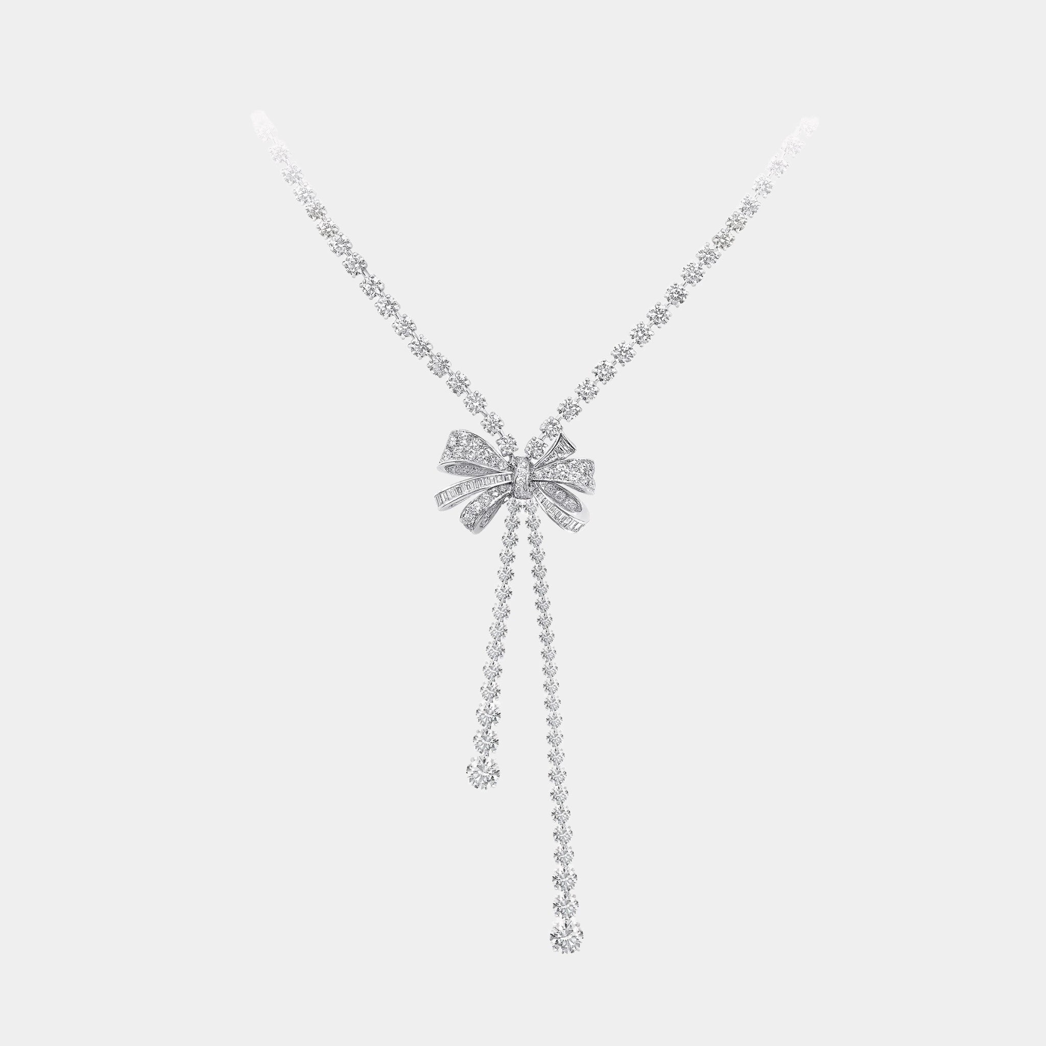Graff Tildas Bow Double Strand Round Diamond Necklace, Front
