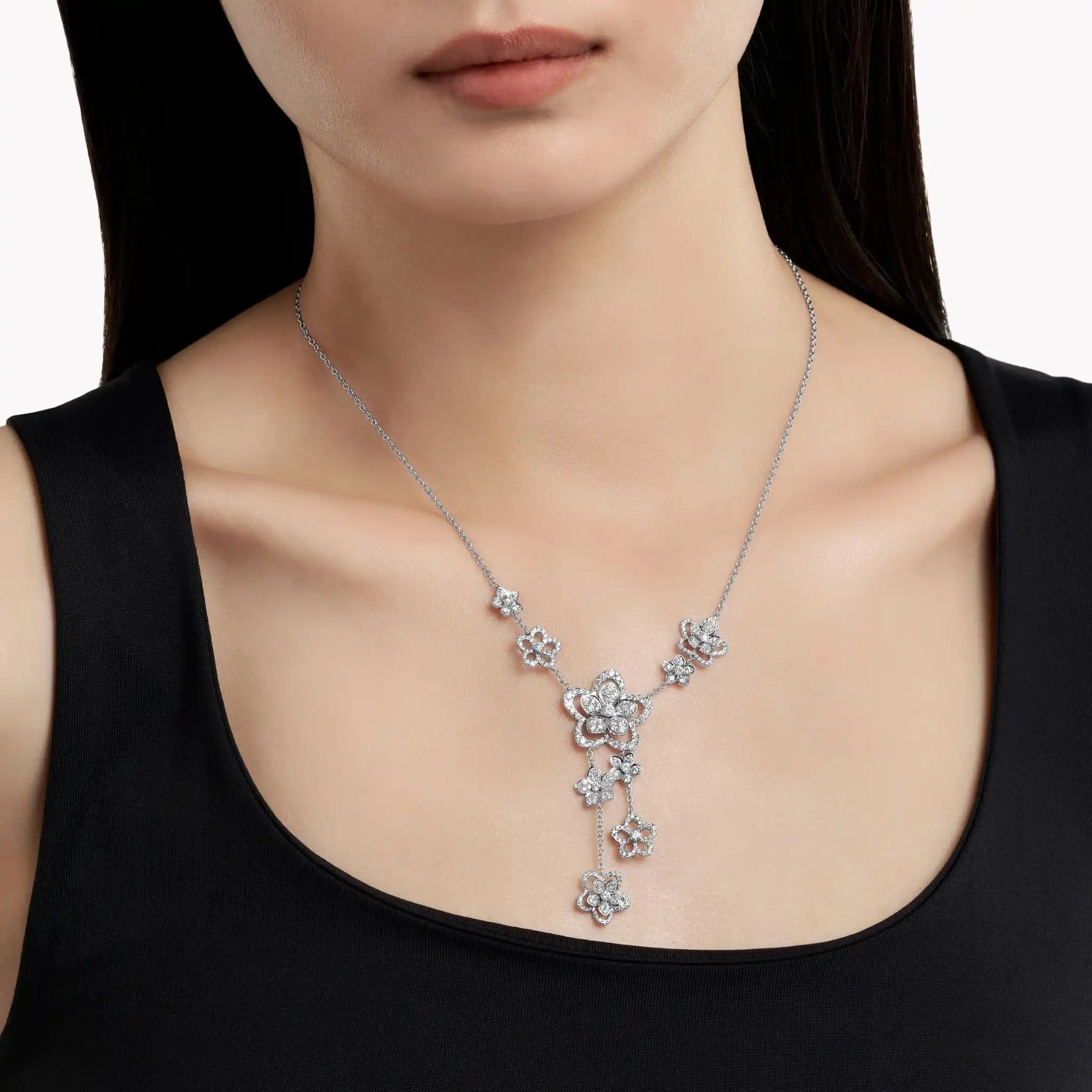 Graff Wild Flower Diamond Drop Necklace, Model