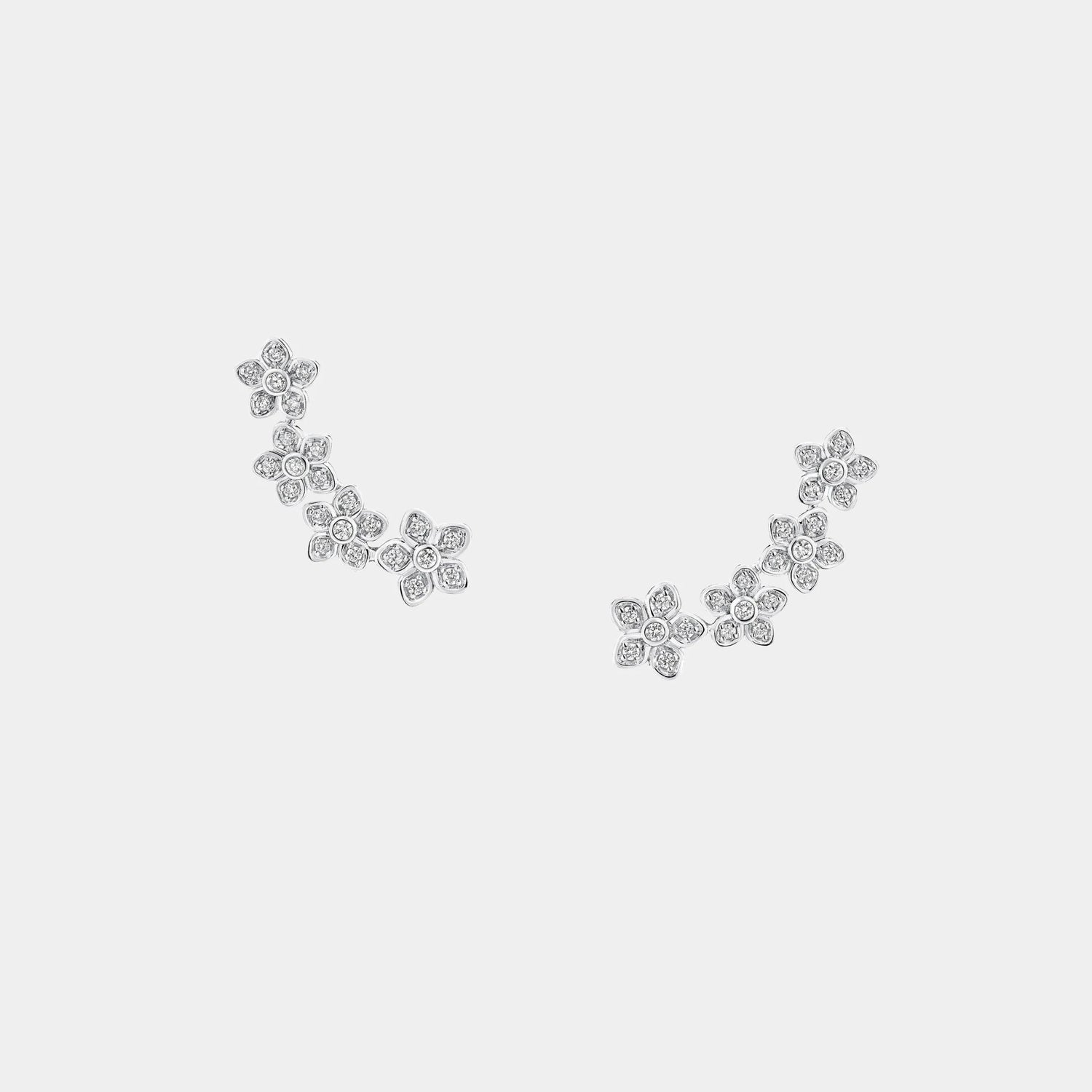 Graff Wild Flower Petite Pavé Diamond Ear Climbers, Front