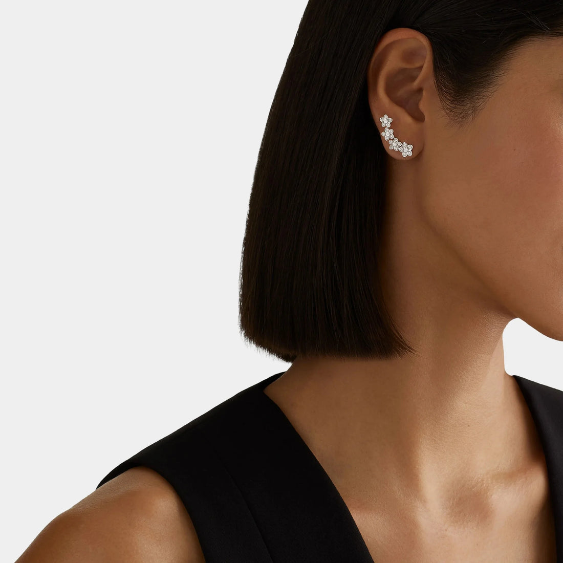 Graff Wild Flower Petite Pavé Diamond Ear Climbers, Model