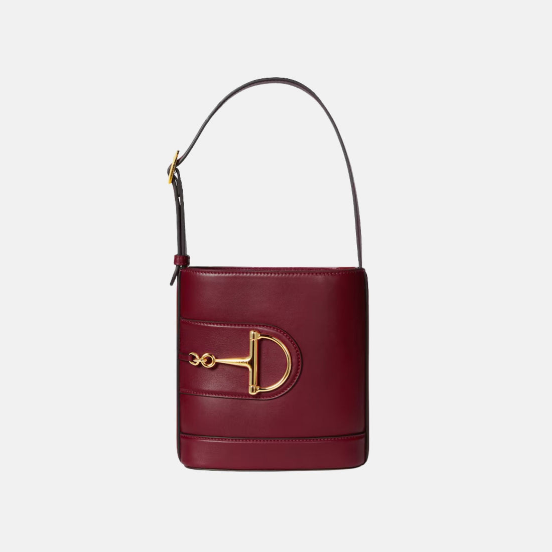 Gucci 73 Small Bucket Bag In Smooth Leather, Red, Front