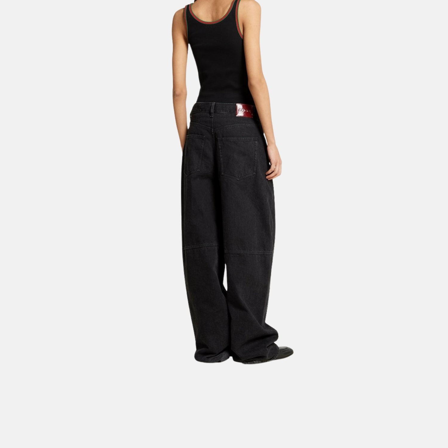 Gucci Balloon Denim Pant, Black, Back
