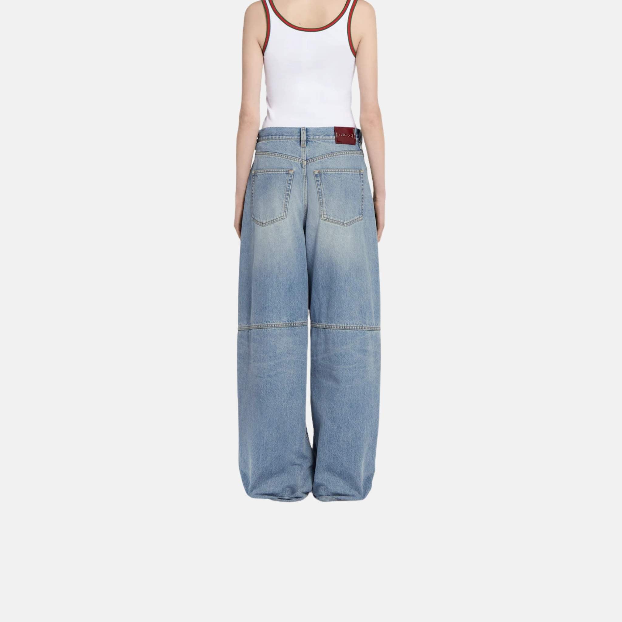 Gucci Balloon Denim Pant, Blue, Back