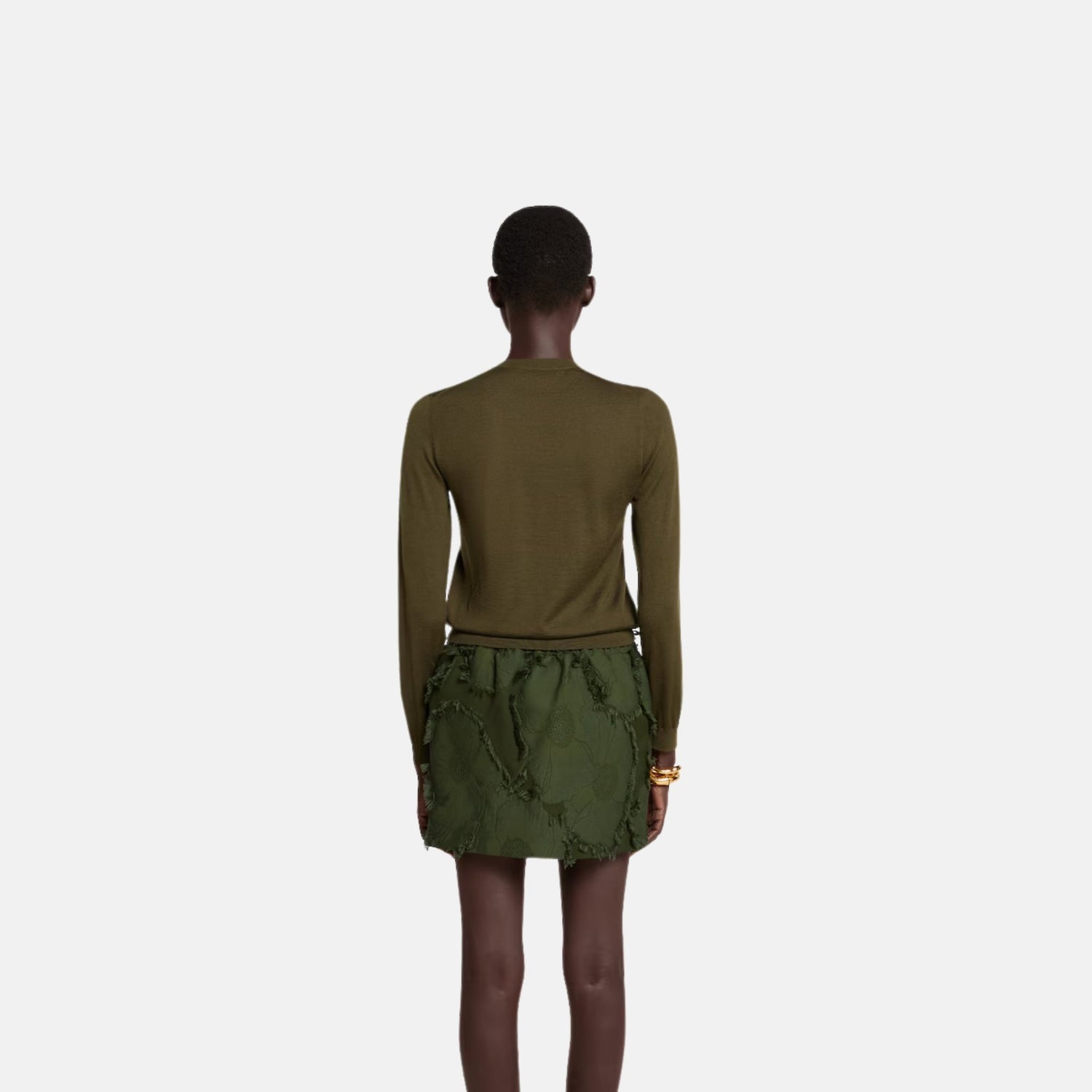 Gucci Cashmere Silk Cardigan, Green, Back