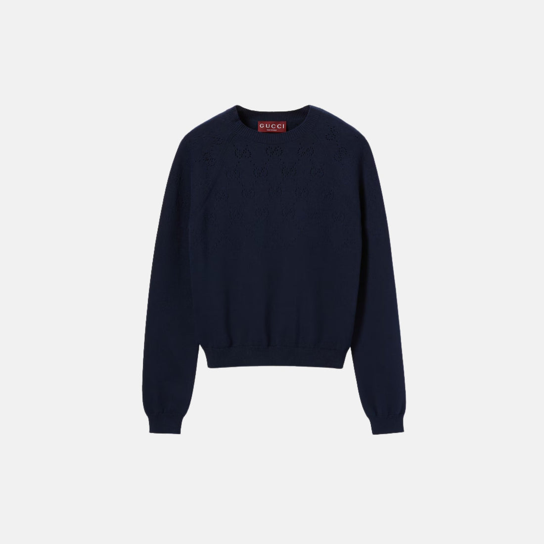 Gucci Cotton Crewneck Top With GG Argyle, Front