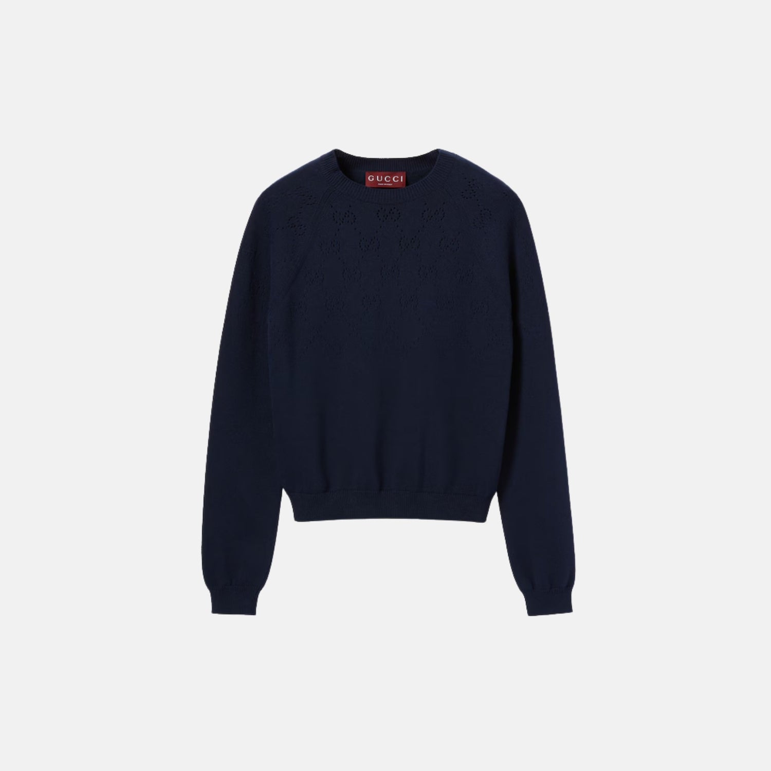 Gucci Cotton Crewneck Top With GG Argyle, Front