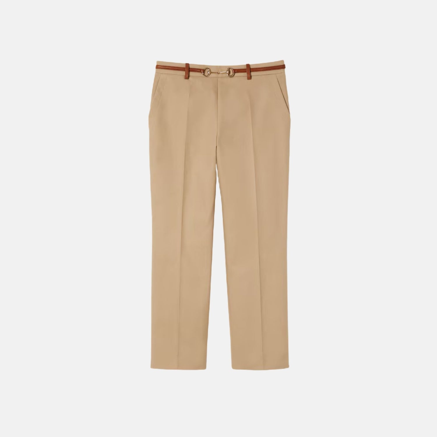 Gucci Cotton Drill Trousers With Horsebit, Front