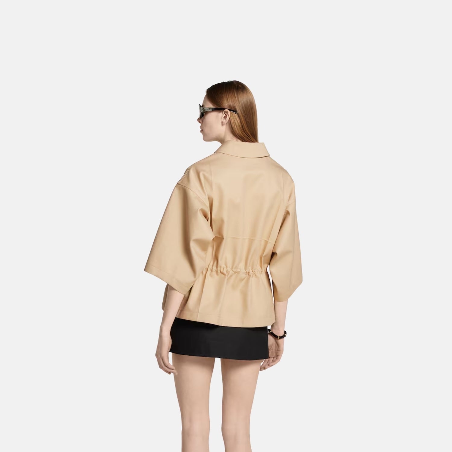 Gucci Cotton Gabardine Short Sleeve Jacket, Beige, Back