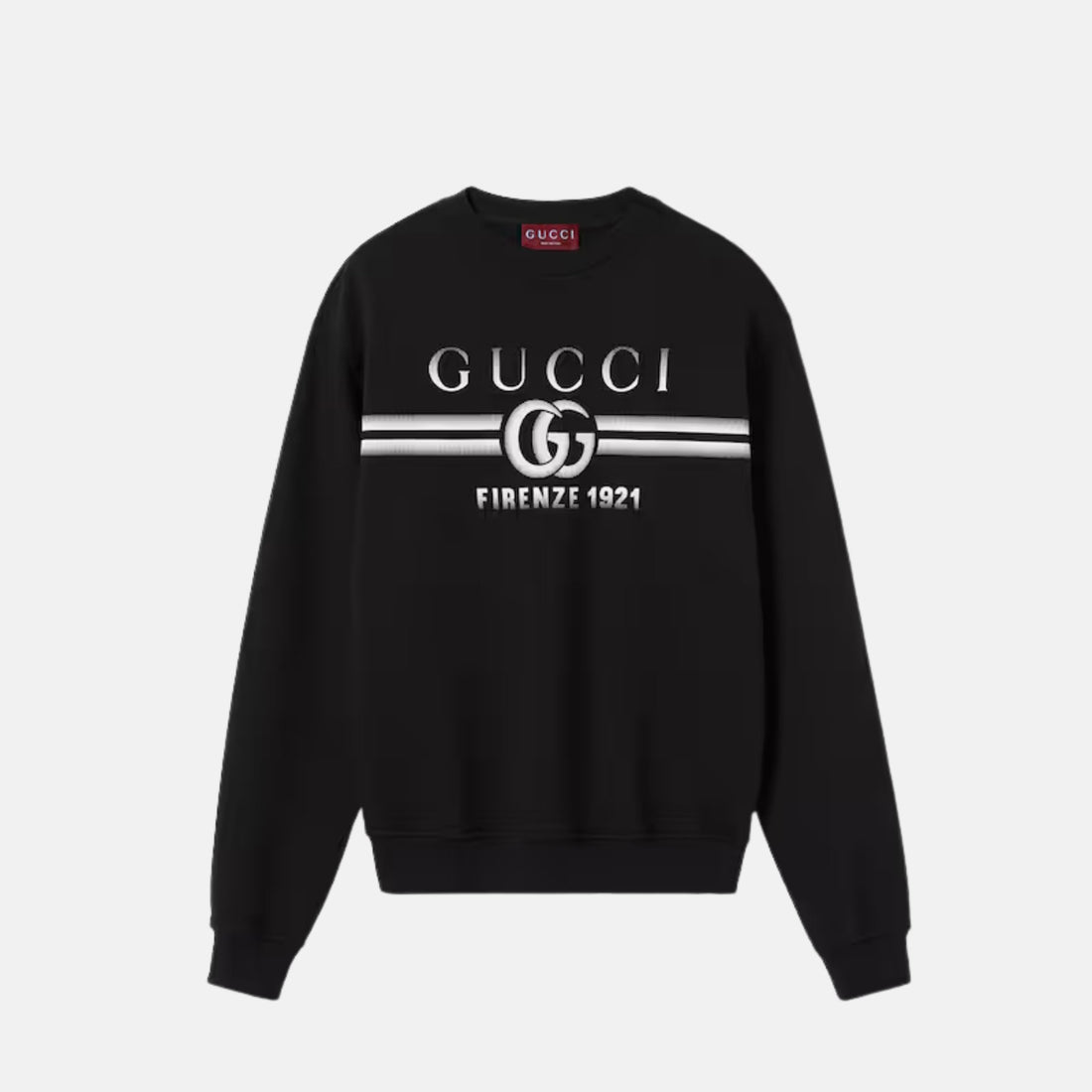 Gucci Cotton Jersey Printed Sweatshirt With Double G Firenze Crewneck, Front