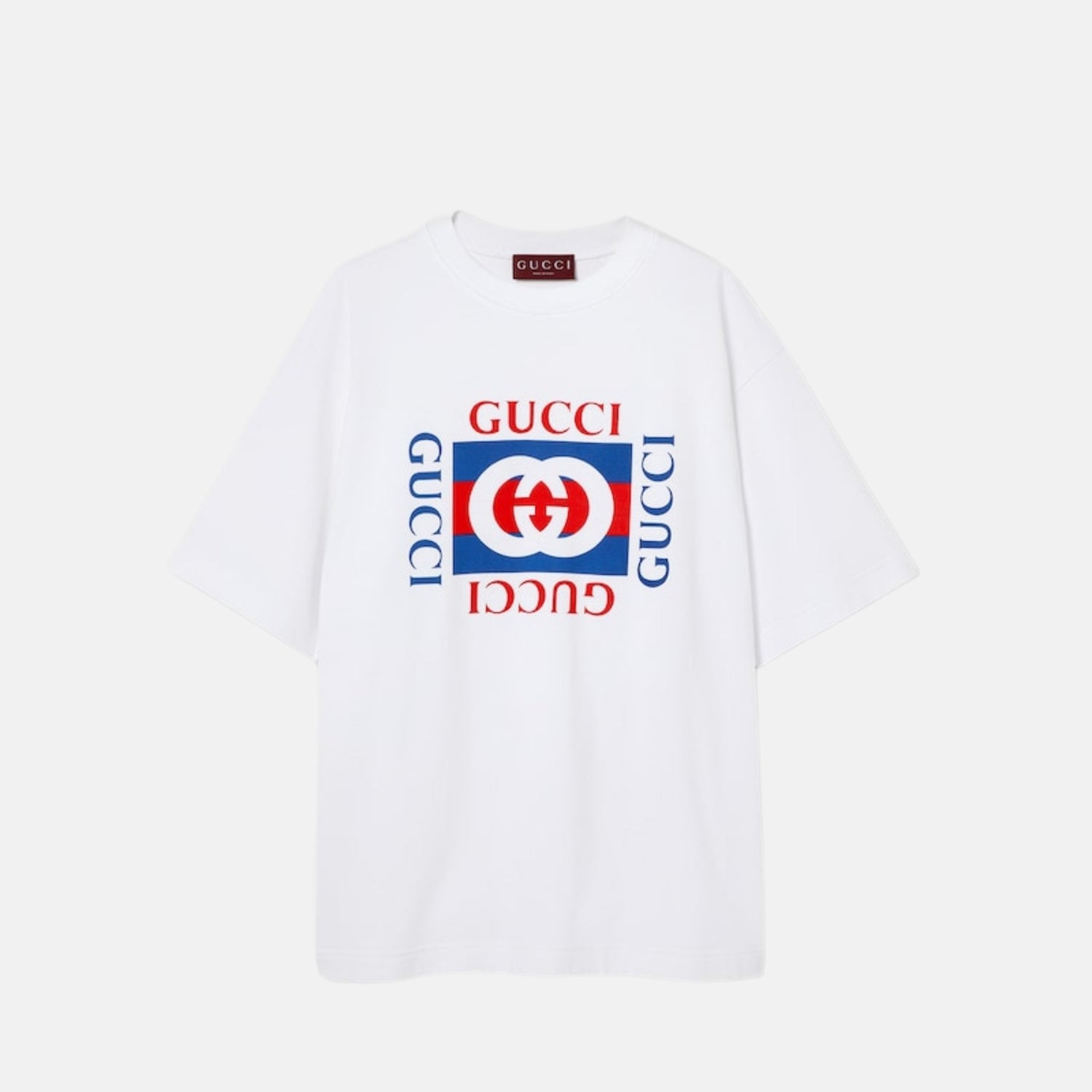 Gucci Cotton Jersey T Shirt With Interlocking G Print, White, Front