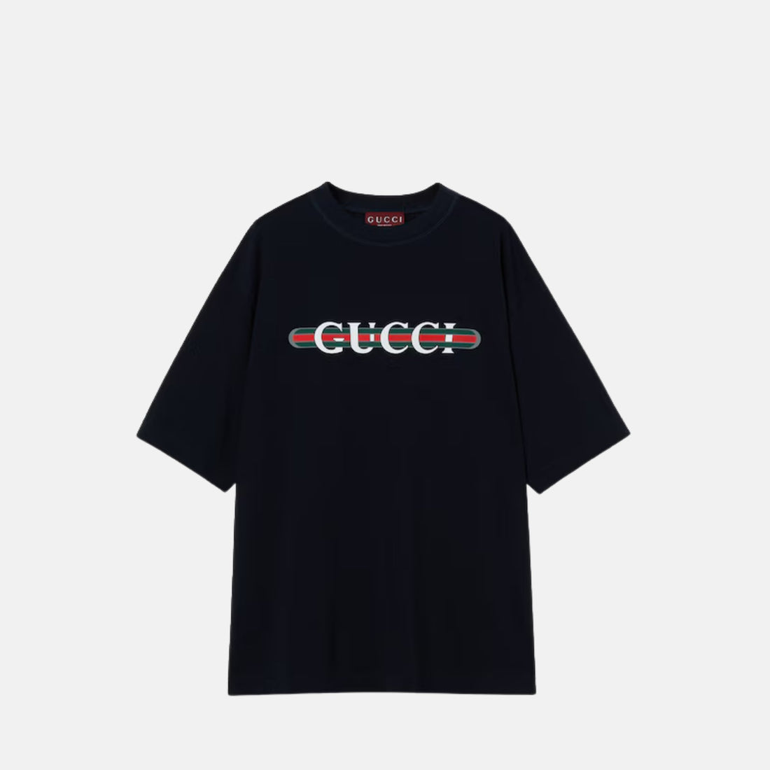 Gucci Cotton Jersey T Shirt With Web Print,  Black, Front