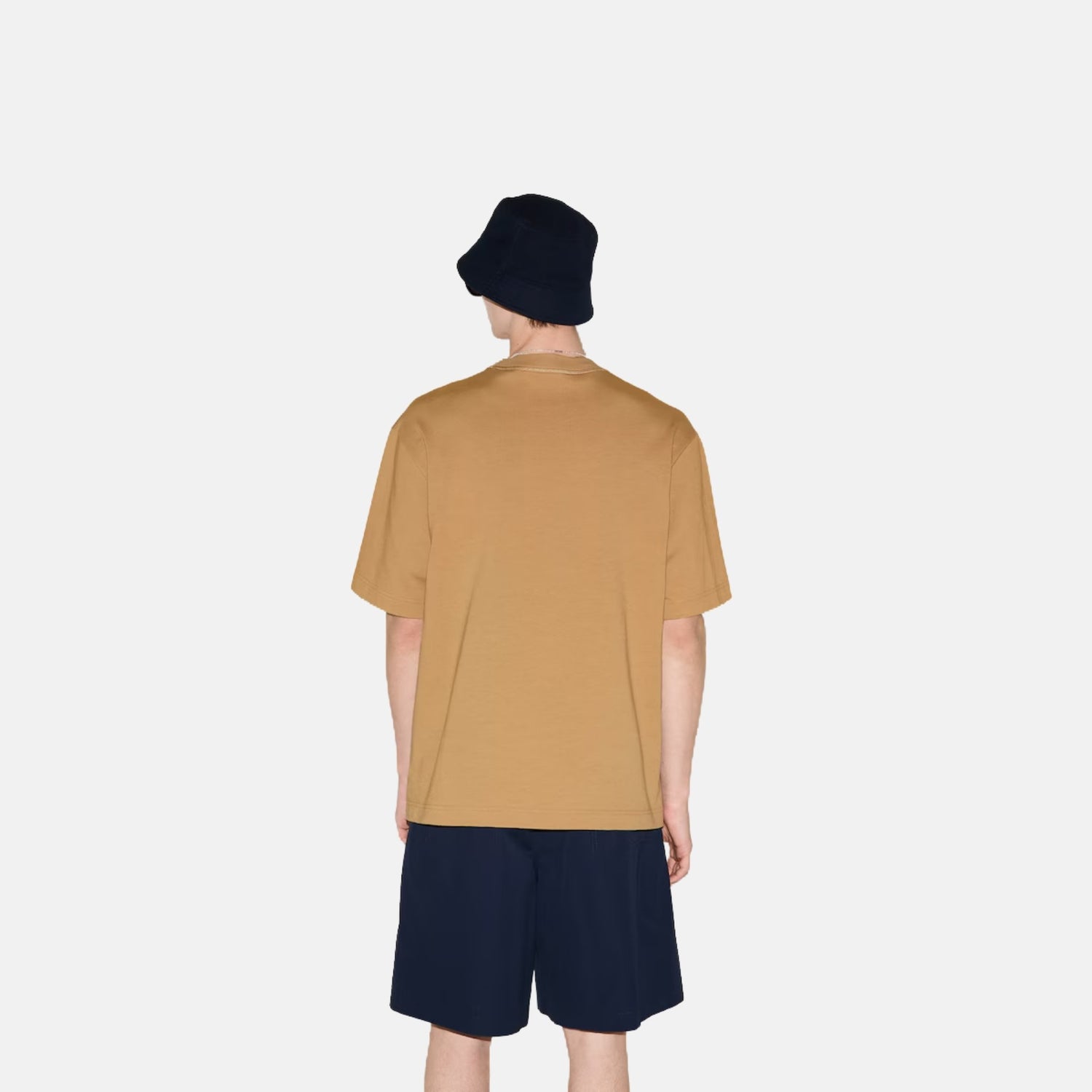 Gucci Cotton Jersey T Shirt With Web Print, Camel, Back