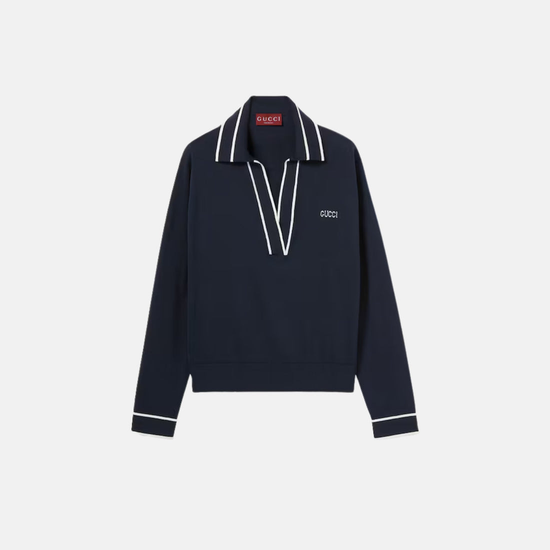 Gucci Cotton Polo Top With Gucci Intarsia, Front