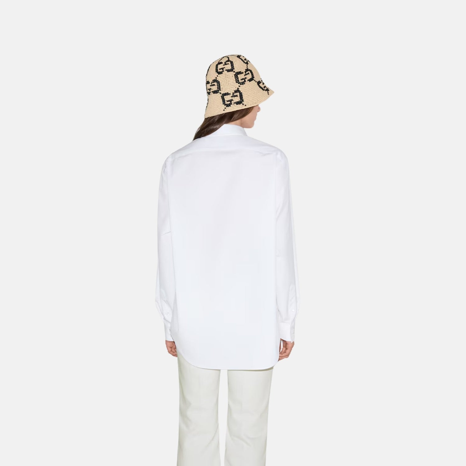 Gucci Cotton Poplin Shirt With Gucci Logo, Back