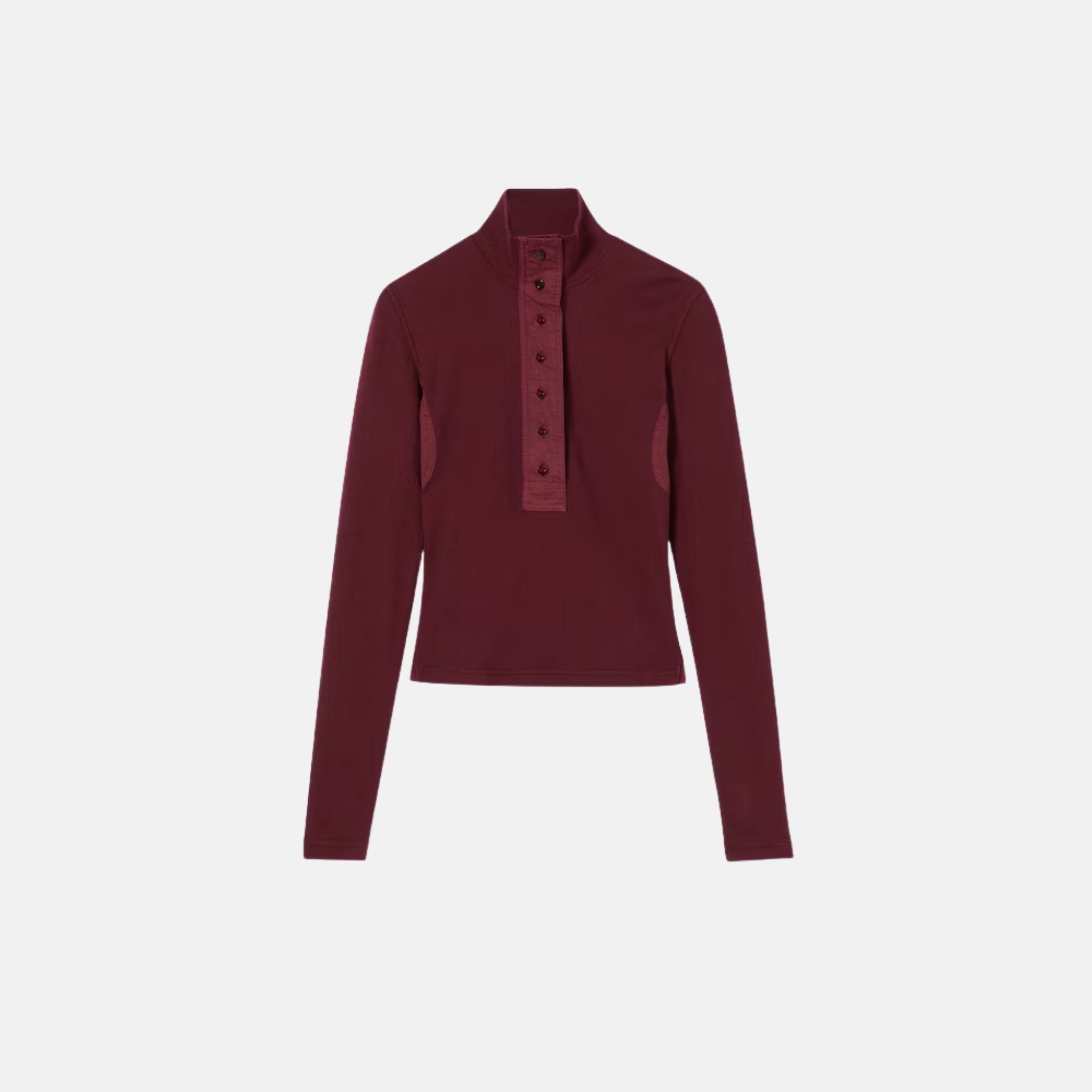 Gucci Cotton Rib Long Sleeve T Shirt, Red, Front