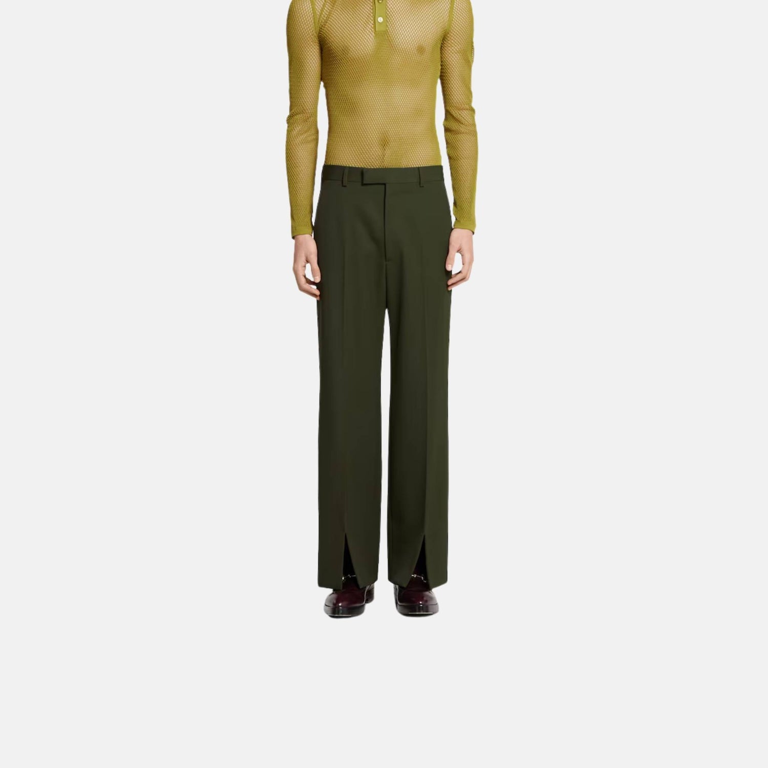 Gucci Embossed Light Wool Pant, Front