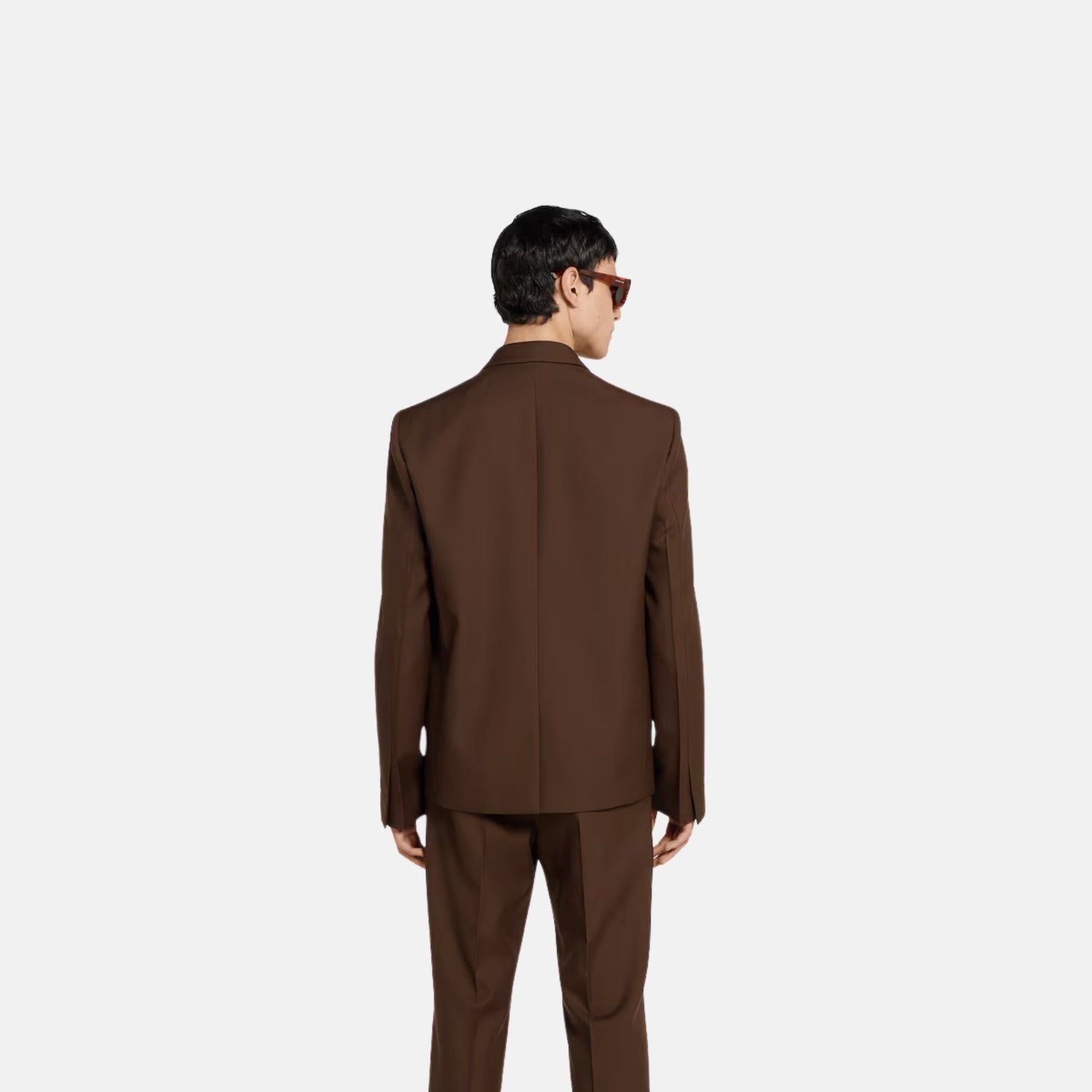 Gucci Embossed Wool Gabardine Jacket, Brown, Back