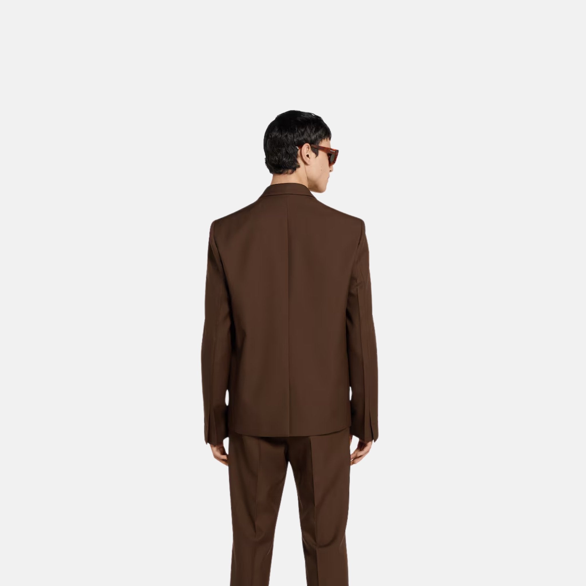 Gucci Embossed Wool Gabardine Jacket, Brown, Back