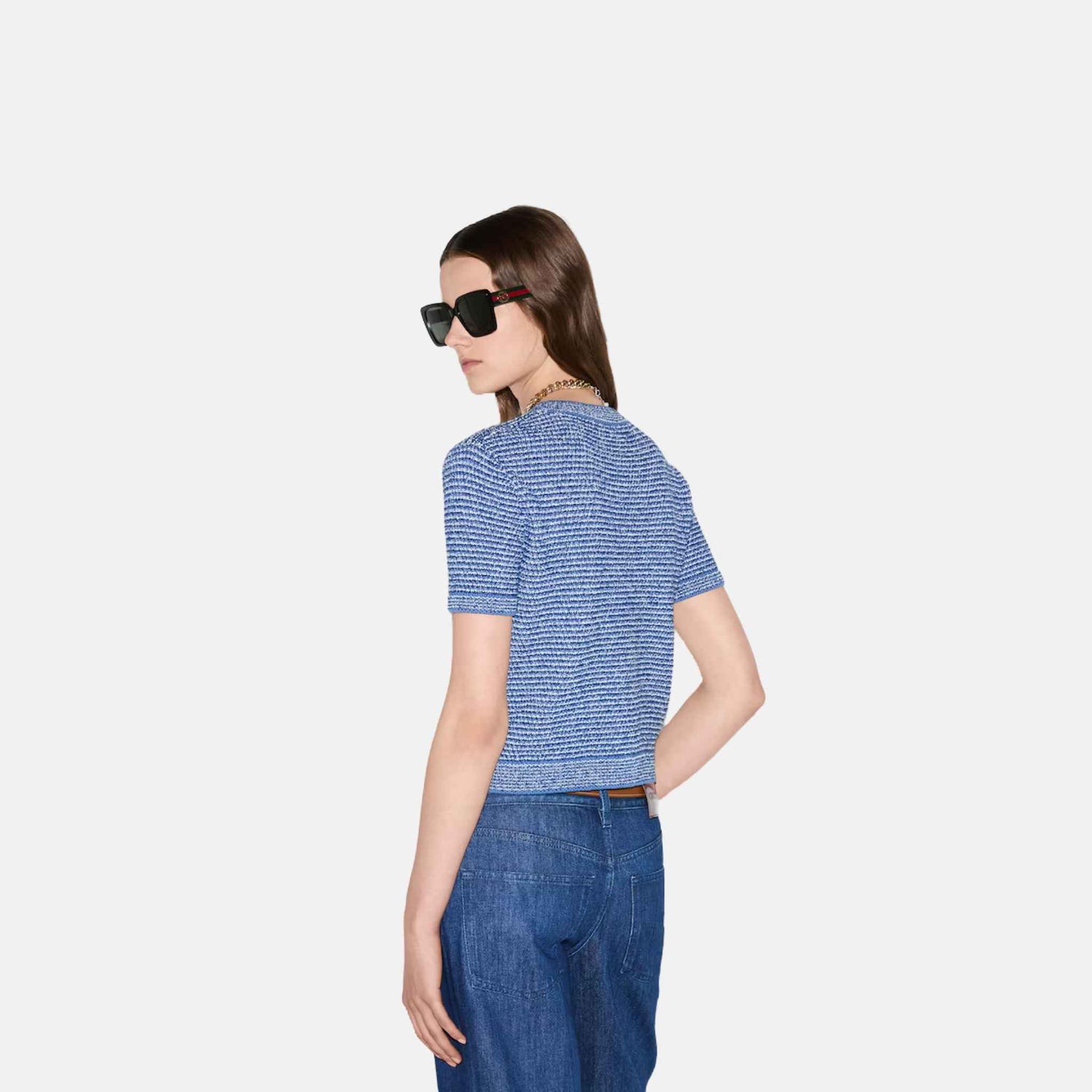 Gucci Fine Cotton Crewneck Top, Back